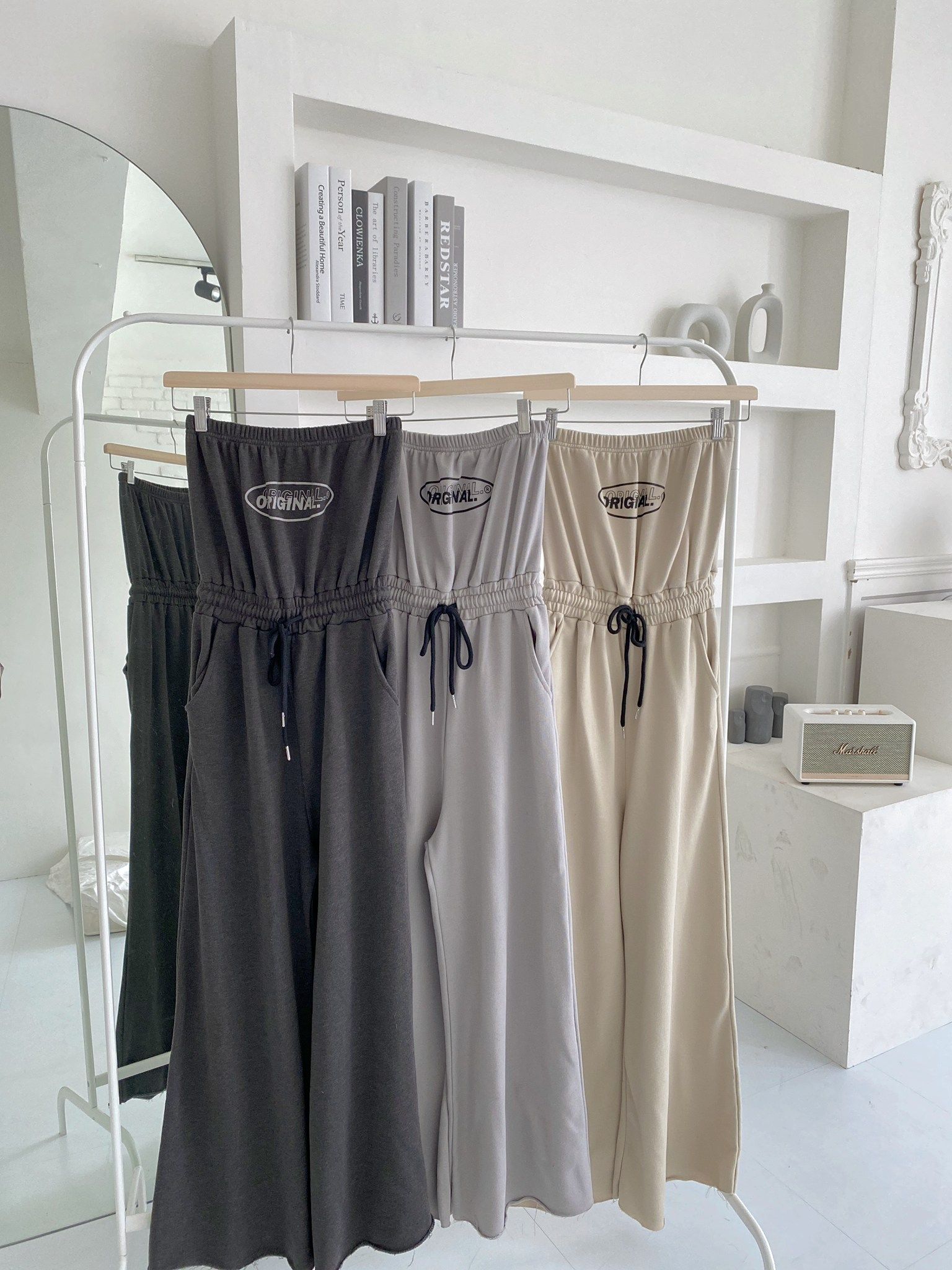 1192（奶茶）縮腰平口連身褲