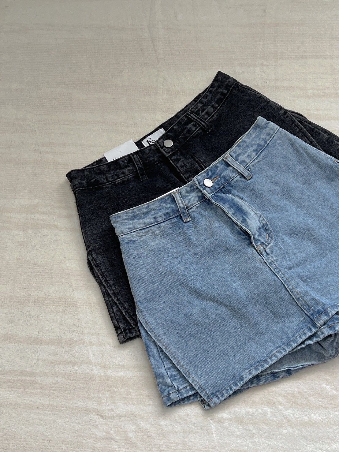 3261（黑S、藍S）高腰A字開衩牛仔褲裙