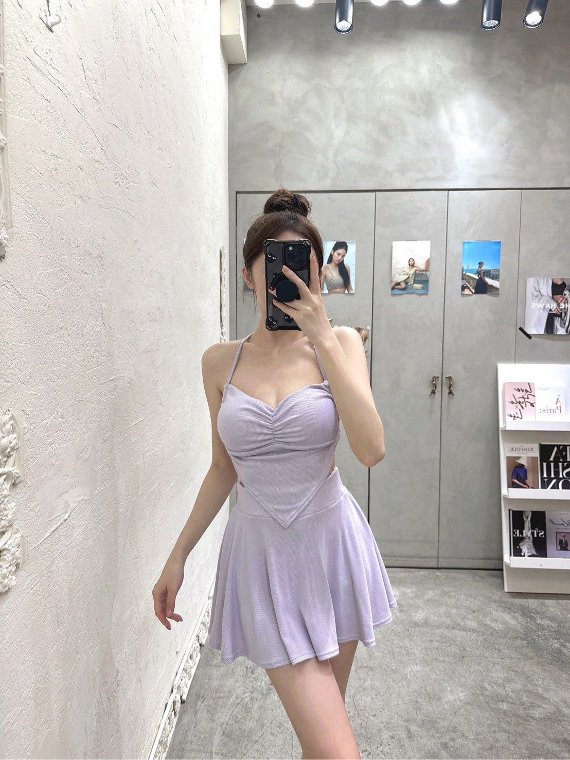 21277（紫）美背罩杯抽綁褲裙套