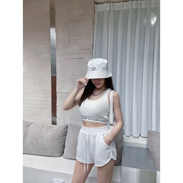 8898（白）交叉美背背心➕短褲set