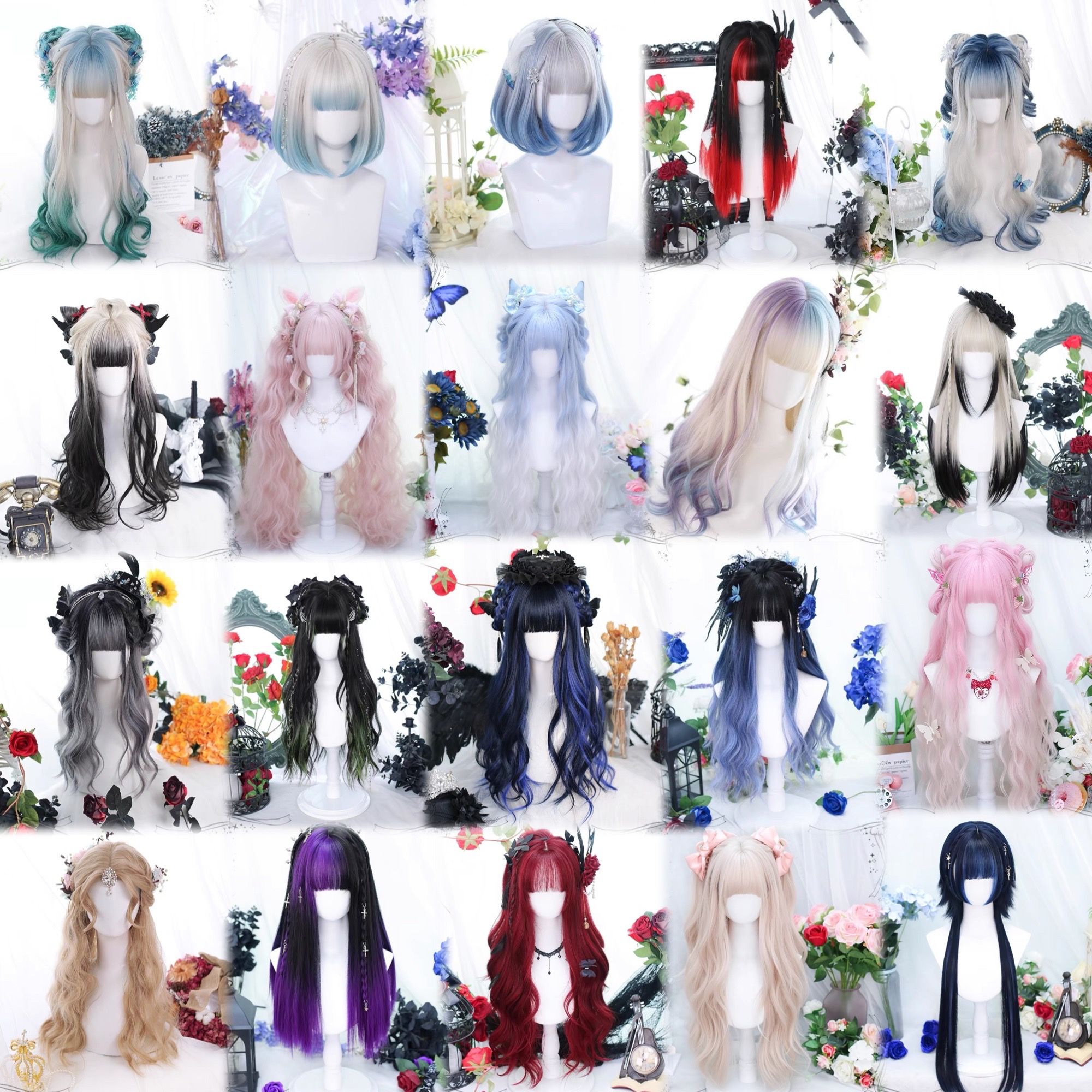 【現貨】大佬家 假髮 滿額免運🌹贈品 原宿軟妹 漸層假髮冰曲黑溫嵐漂染拼色長捲髮假髮蘿莉塔假髮漸層長假髮lolita