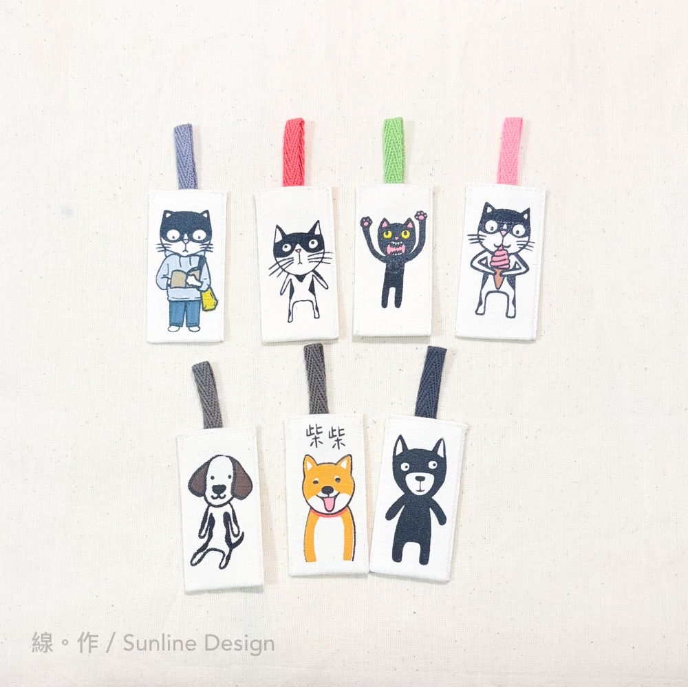 阿線畫畫全手工絹印布書籤／動物