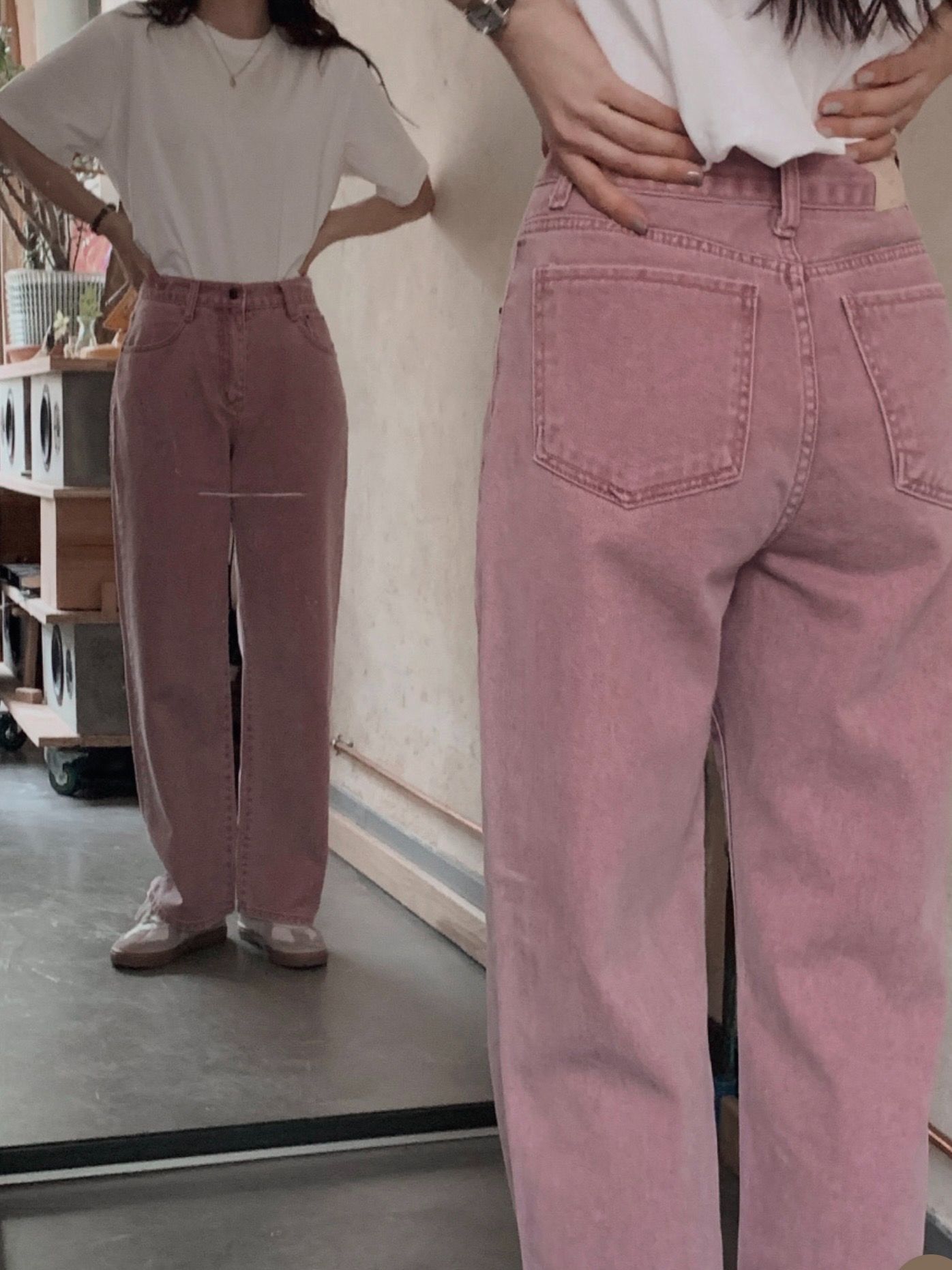 #SLOWMADE. MUTE PINK牛仔褲 투데이 뮤트핑크 다잉데님팬츠