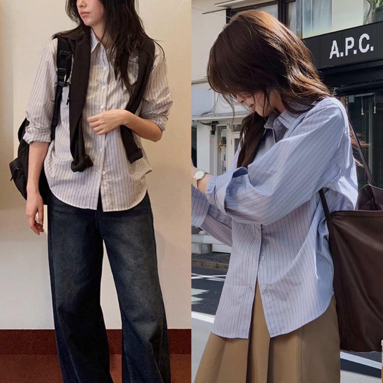 #SLOWMADE. 簡潔休閒條紋襯衫 2colors 톤온톤 클래식 스트라이프셔츠