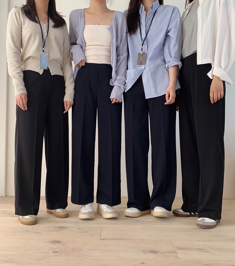 #SLOWMADE. Markets鬆緊腰直筒西褲 마켓 와이드 트레이닝슬랙스