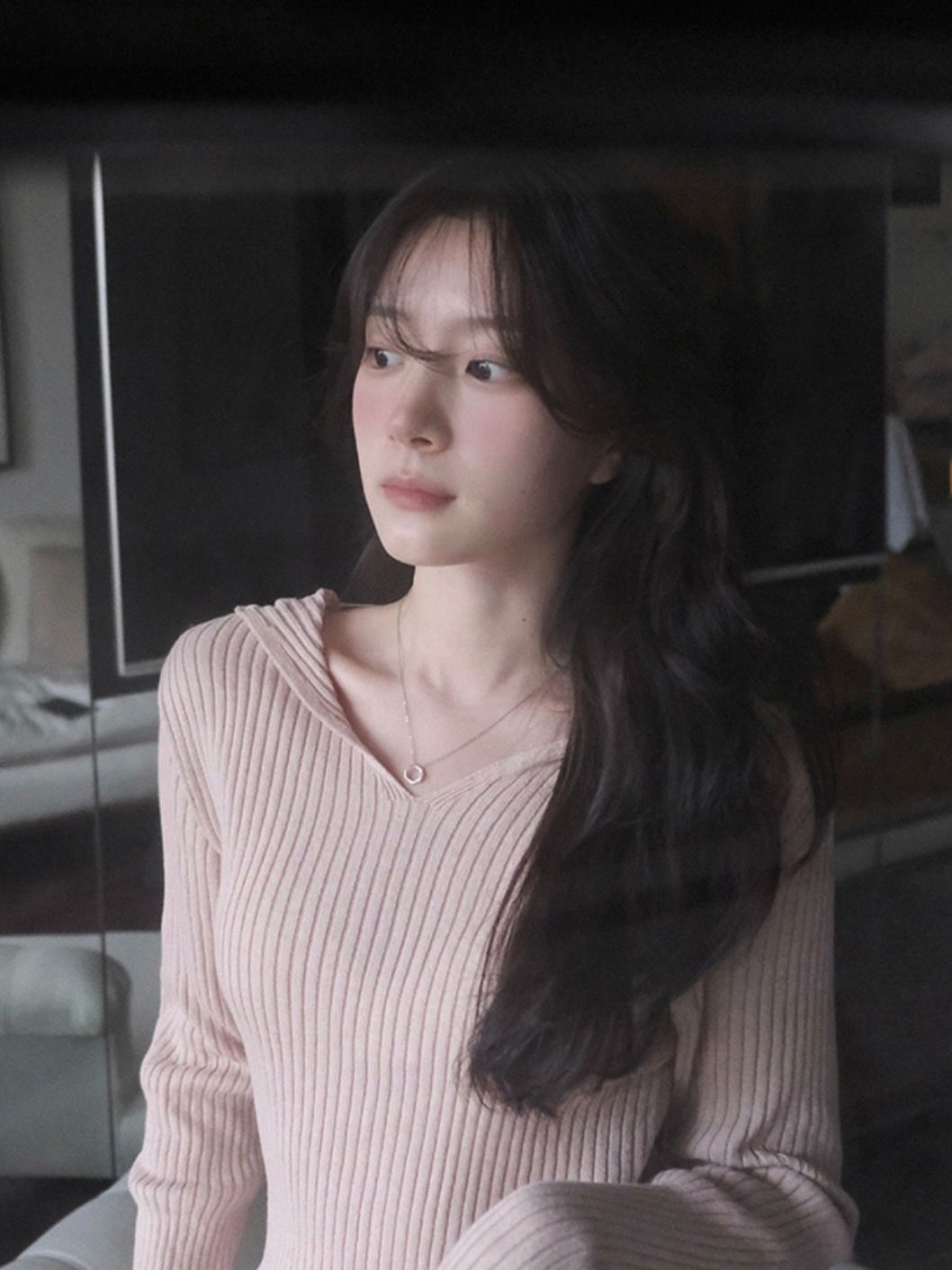 #SLOWMADE. 翻領薄針織上衣 5color 여리핏 쇄골트임 골지니트