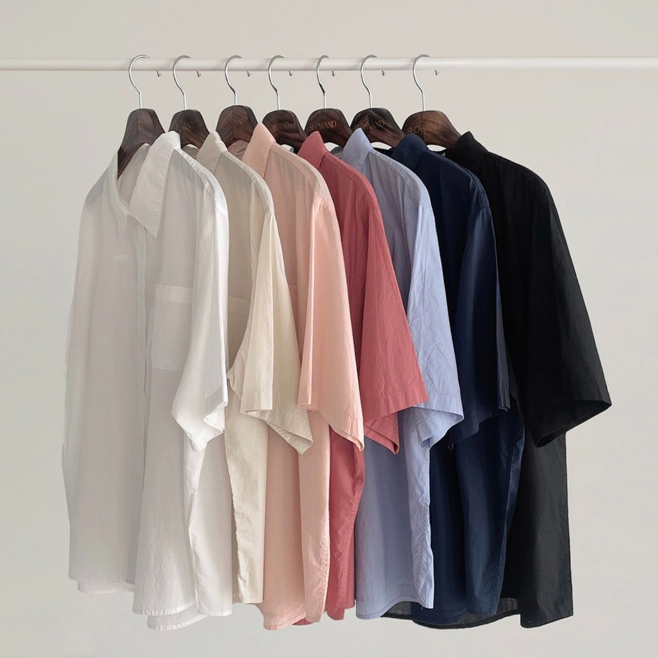 #SLOWMADE. 夏季短袖襯衫 7color 실켓 더블스티치 워싱셔츠