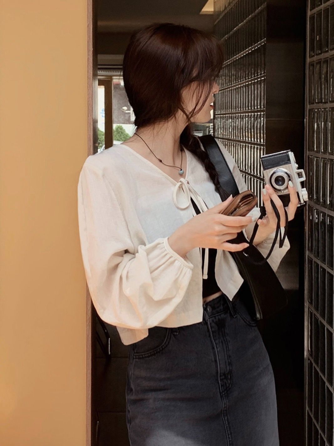 #SLOWMADE.  綁帶溫柔開衫外套 2color 수수 스트랩 코튼가디건