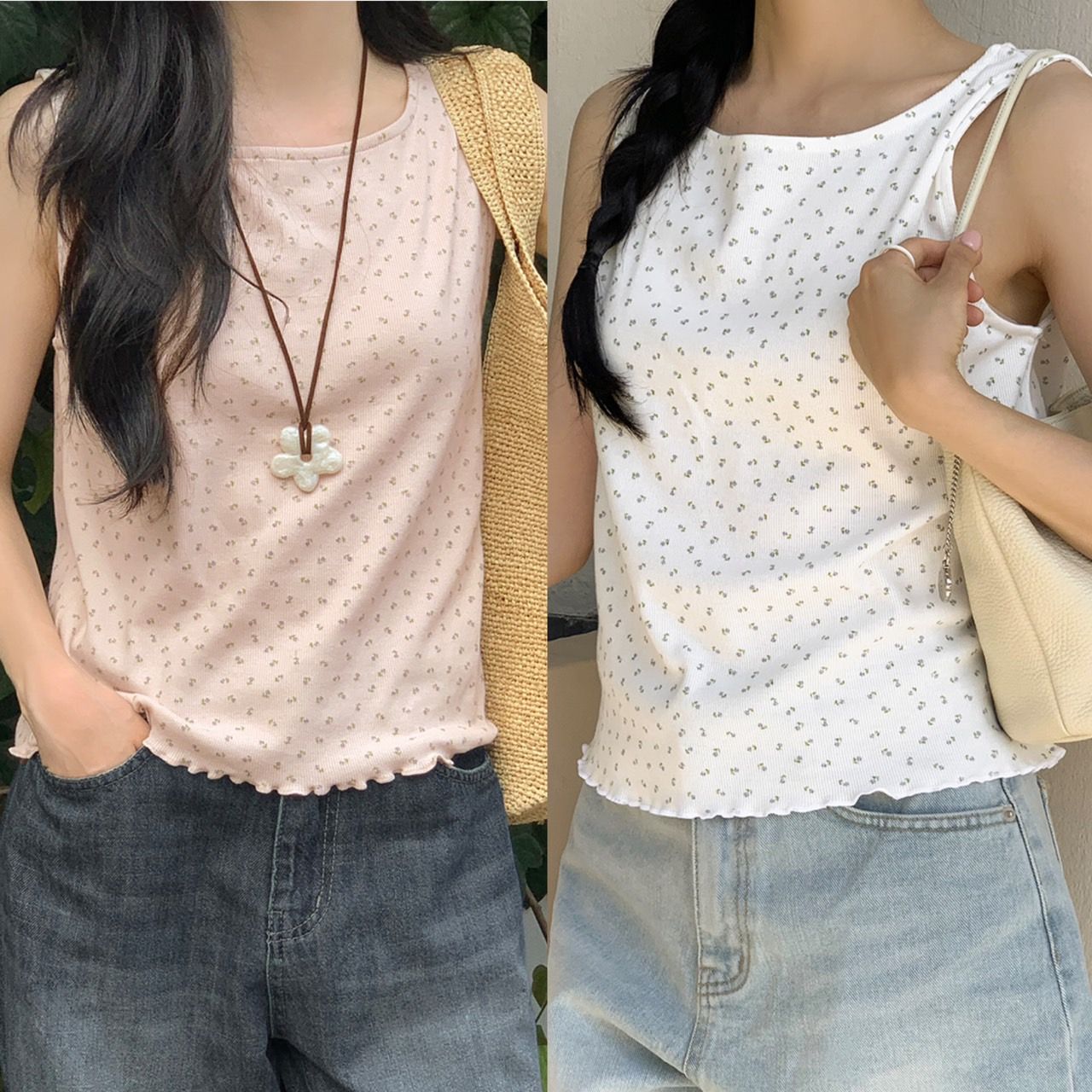 98doci [NEAH] 清新小花無袖背心 2color