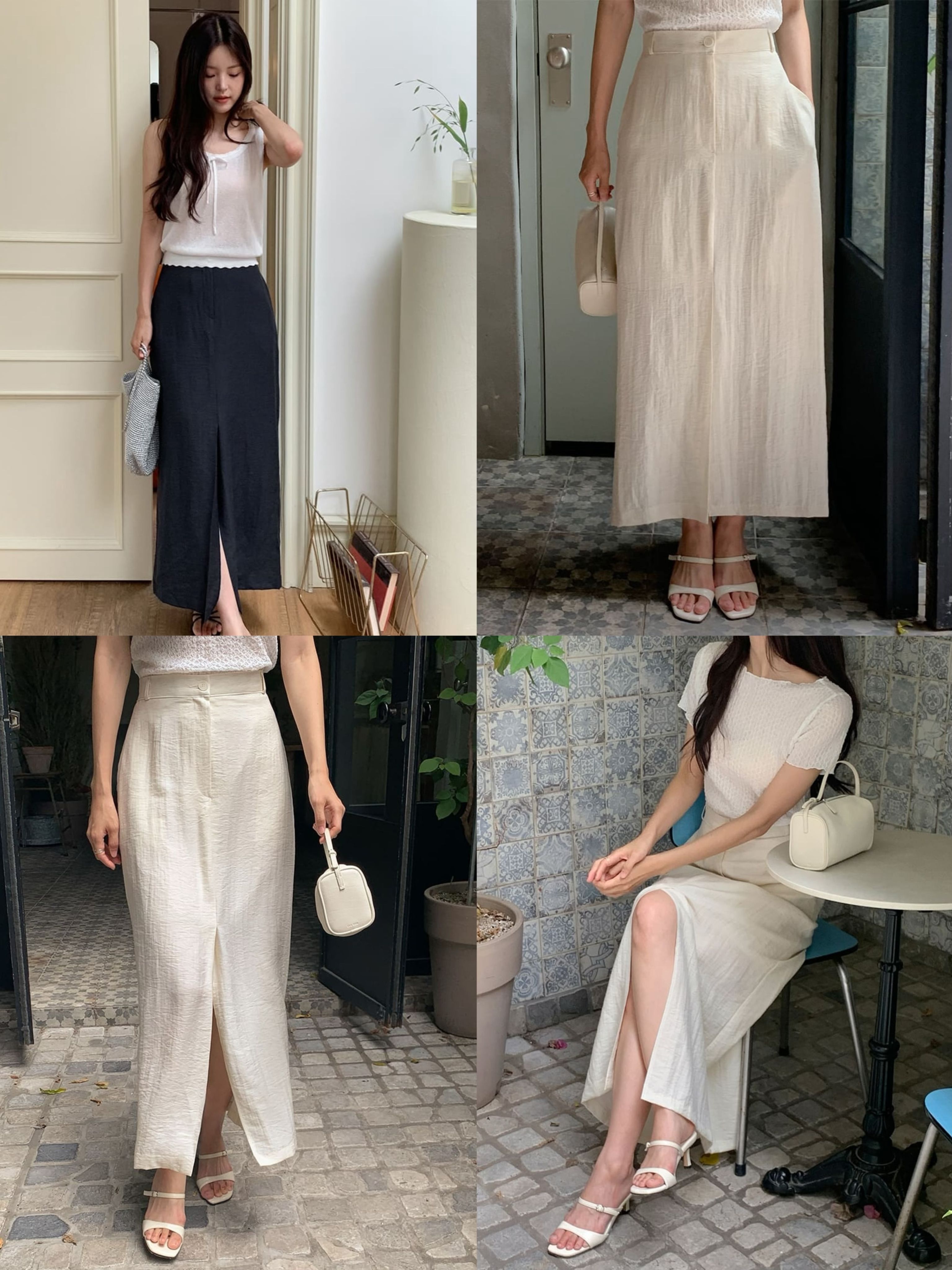 正韓製前開衩鬆緊長裙 skirt 2色 （ cherrykoko ） 裙子 長裙