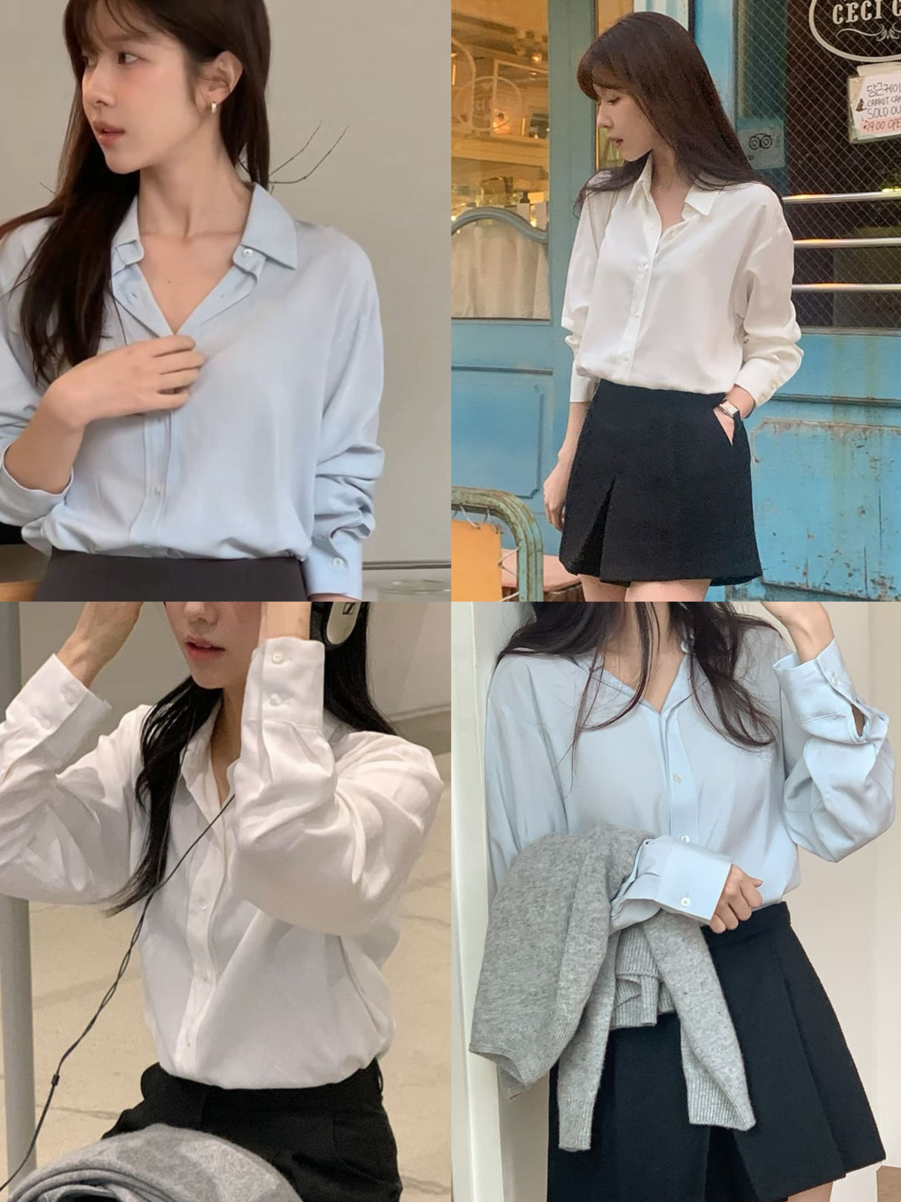 正韓製高級感真絲襯衫 blouse 4色 （ cherrykoko 自訂款 ） 長袖 上衣 絲綢