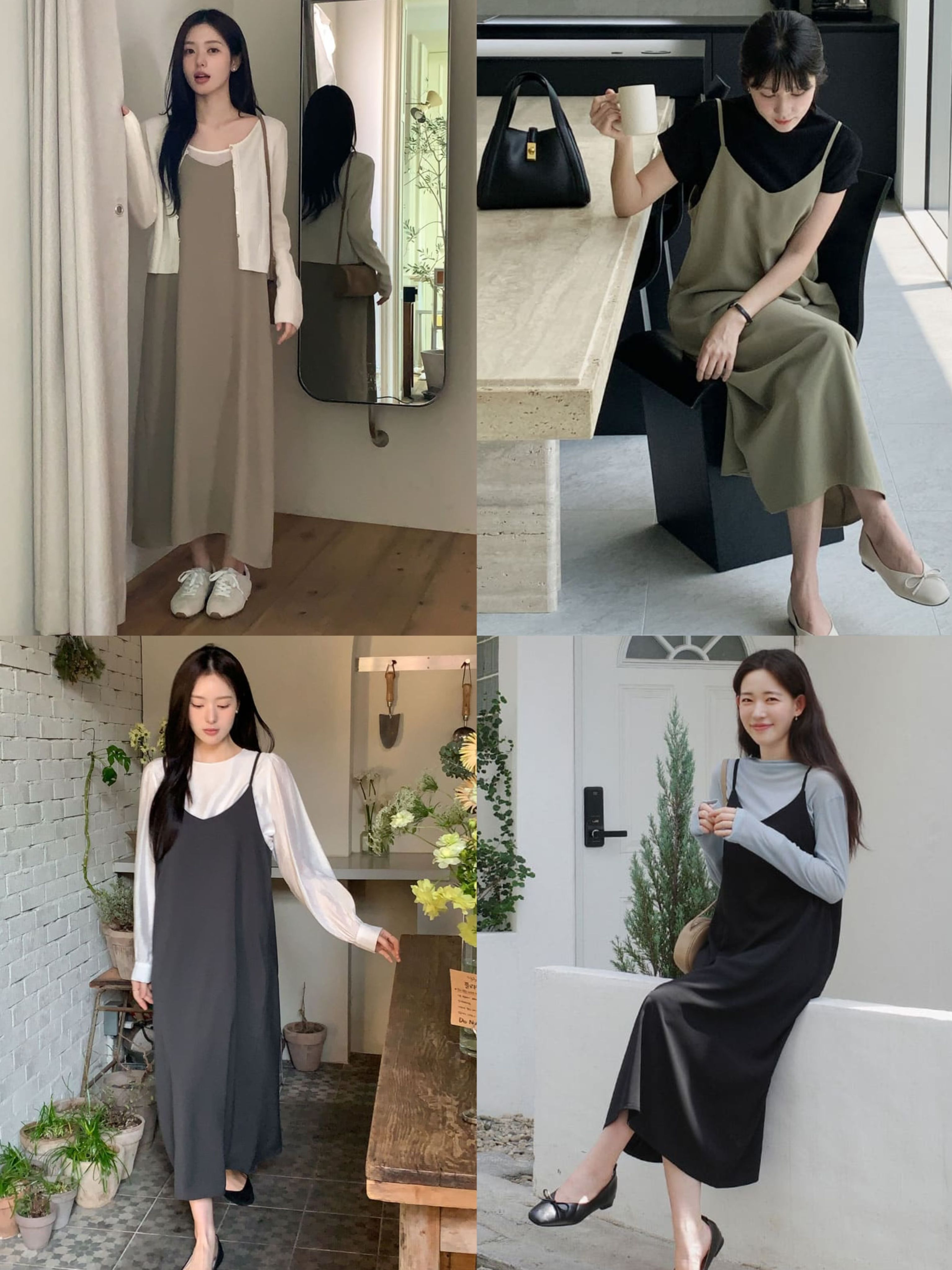 正韓製細肩帶V領吊帶裙 dress 3色 / cherrykoko 에르 뷔스티에 원피스