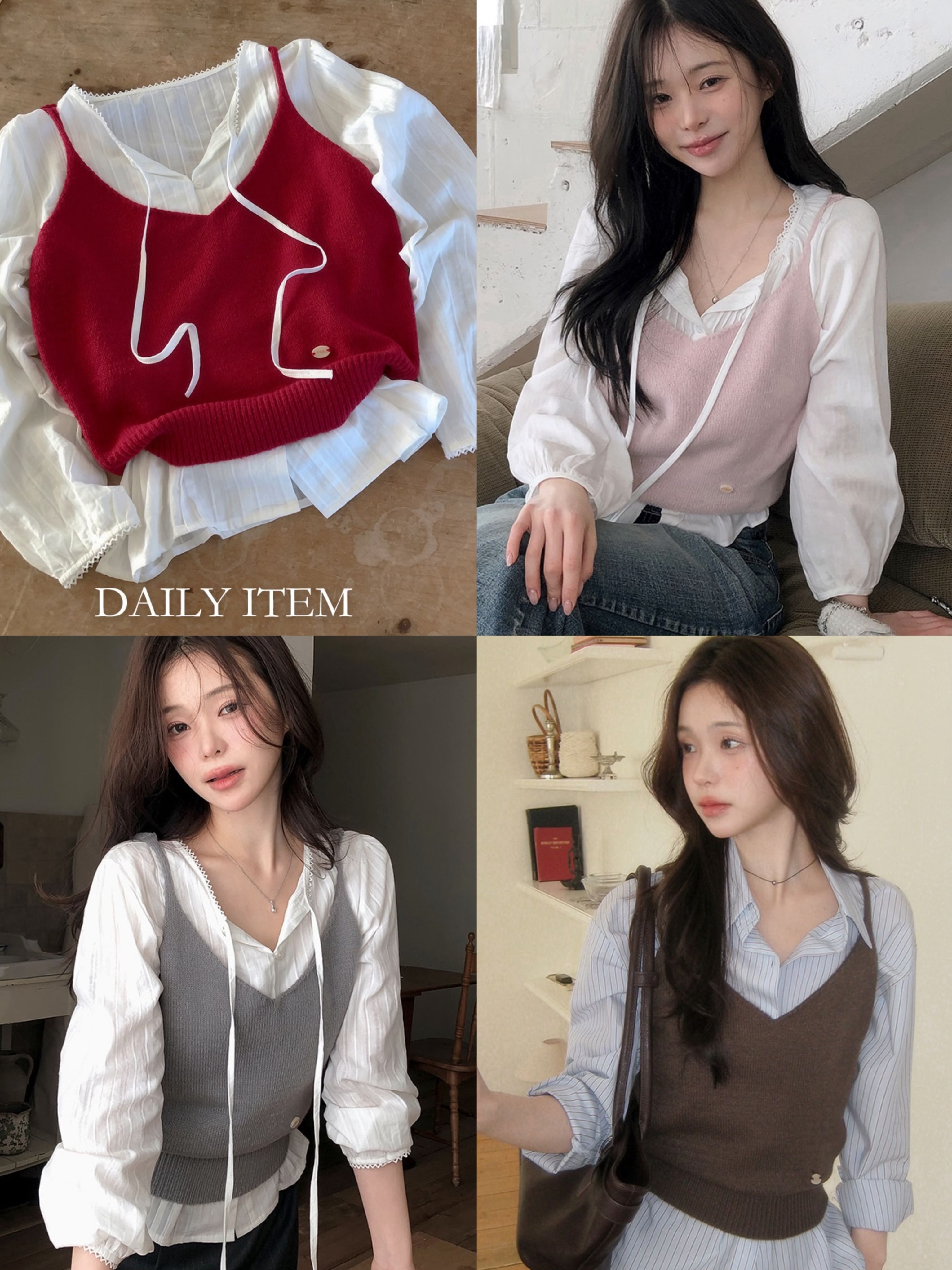 墜飾細節針織細肩帶背心 Bustier 7色  / 텐시 팬던트 니트 뷔스티에