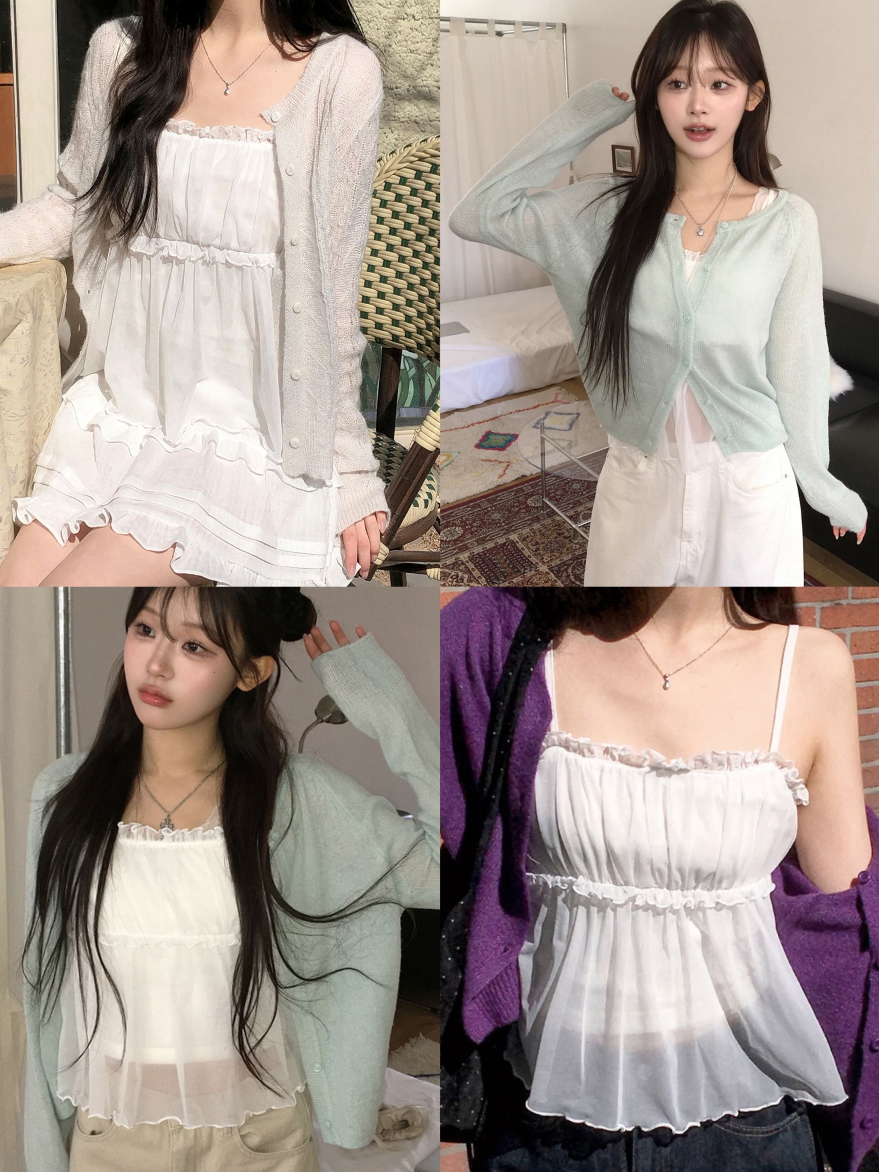 正韓製雪紡層次蕾絲背心 sleeveless 2色 / 비누 뷔스티에