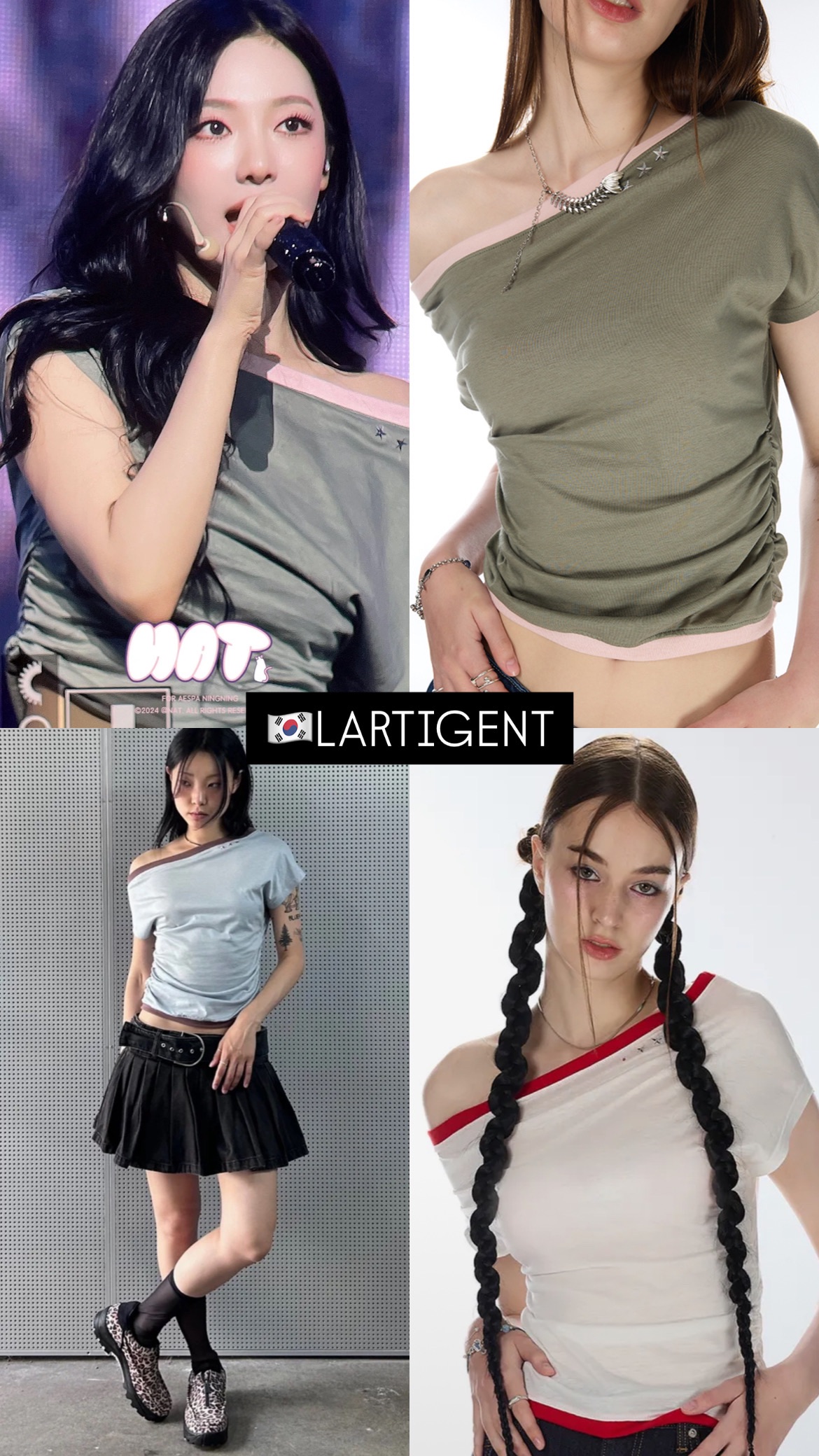 寧寧款🇰🇷LARTIGENT 斜肩短袖