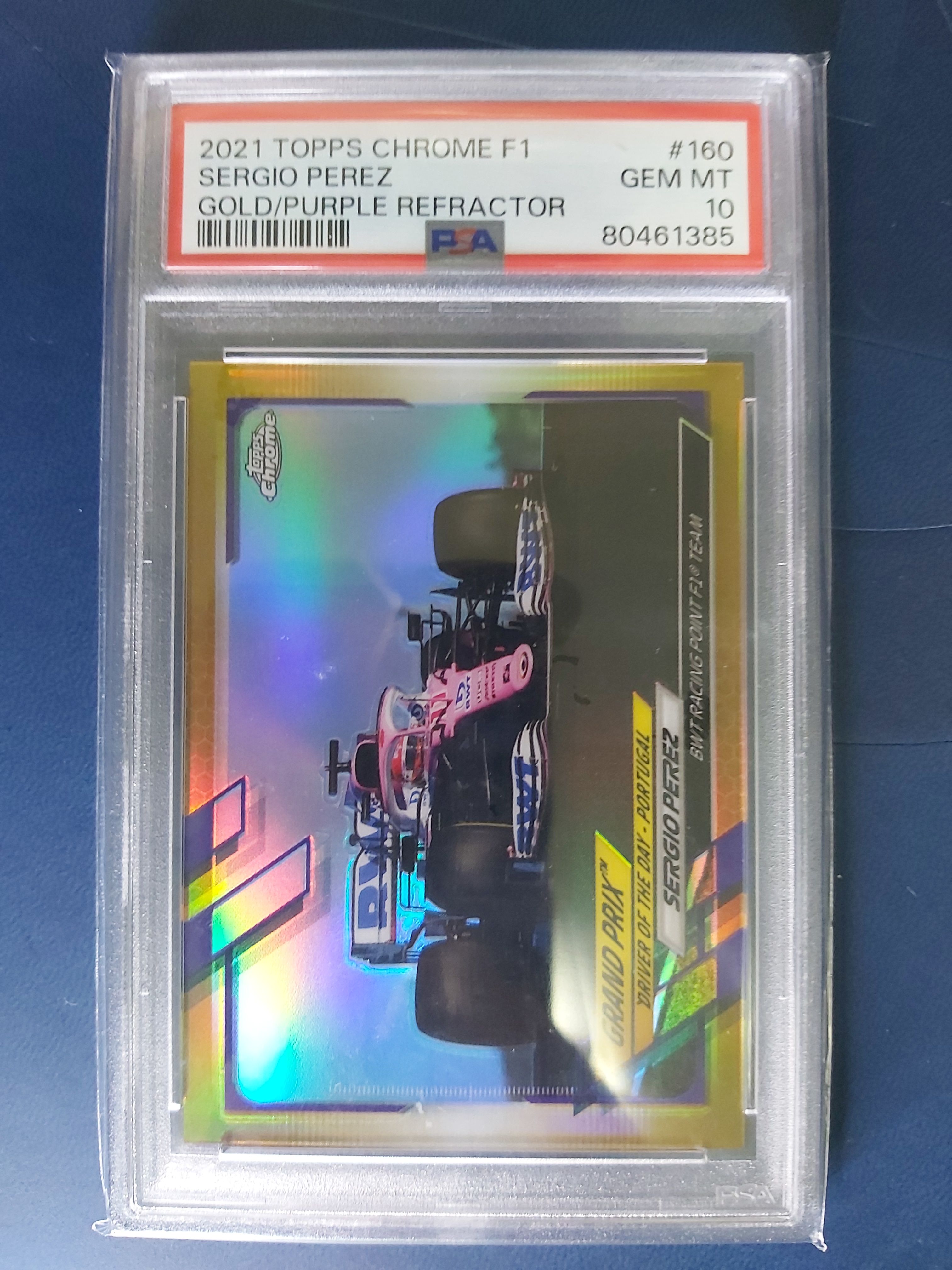 2021 Topps Chrome F1 Sergio Perez #160 Gold Purple PSA 10