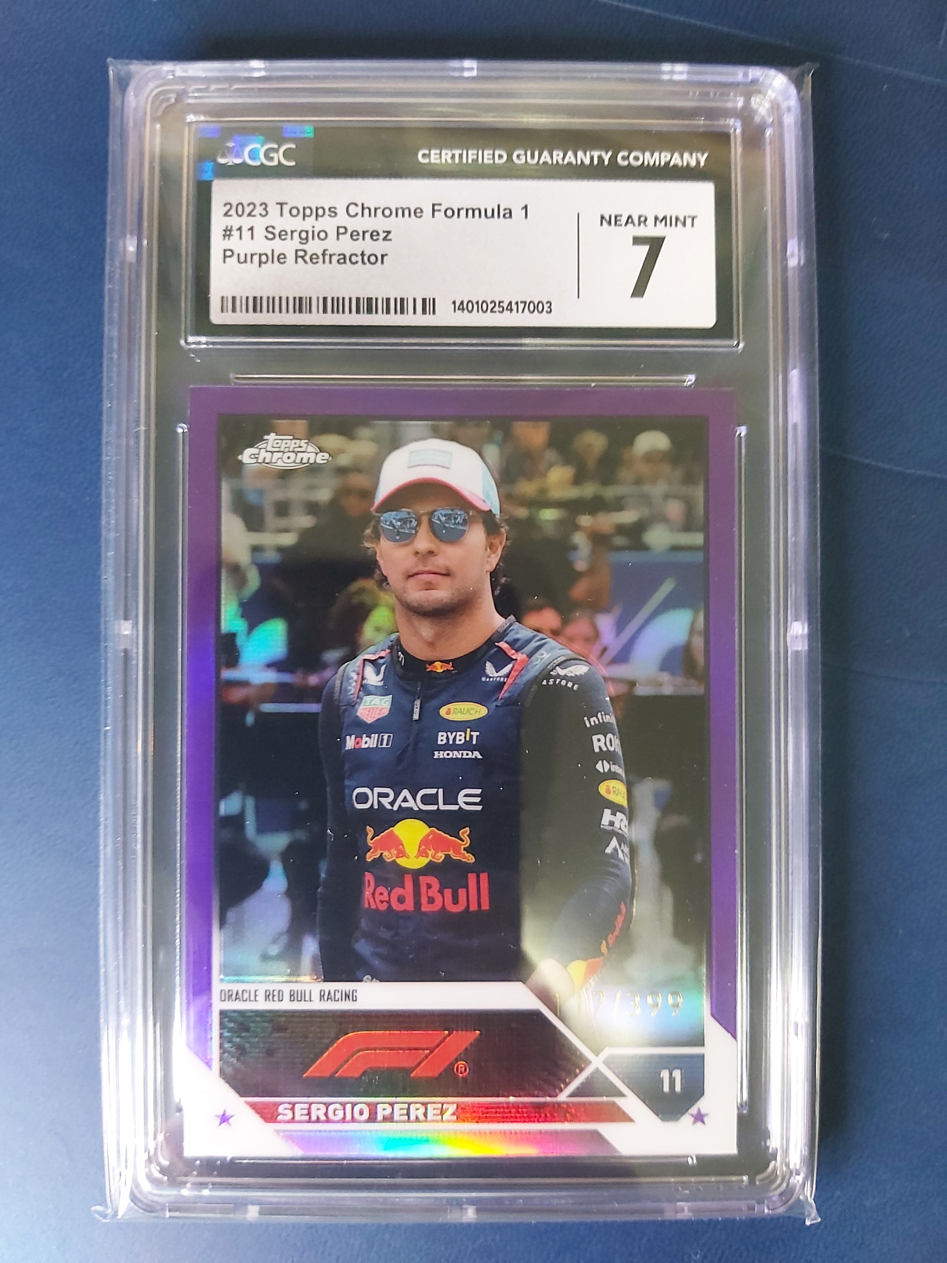 2023 Topps Chrome F1 Sergio Perez Purple Refractor /399 CGC7