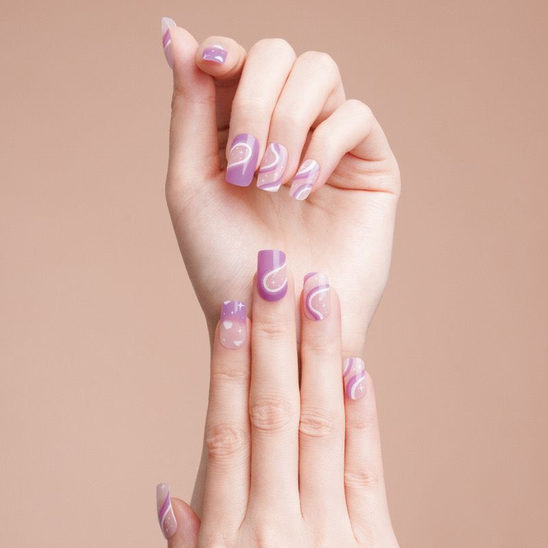 Lilac Cloudy Nails