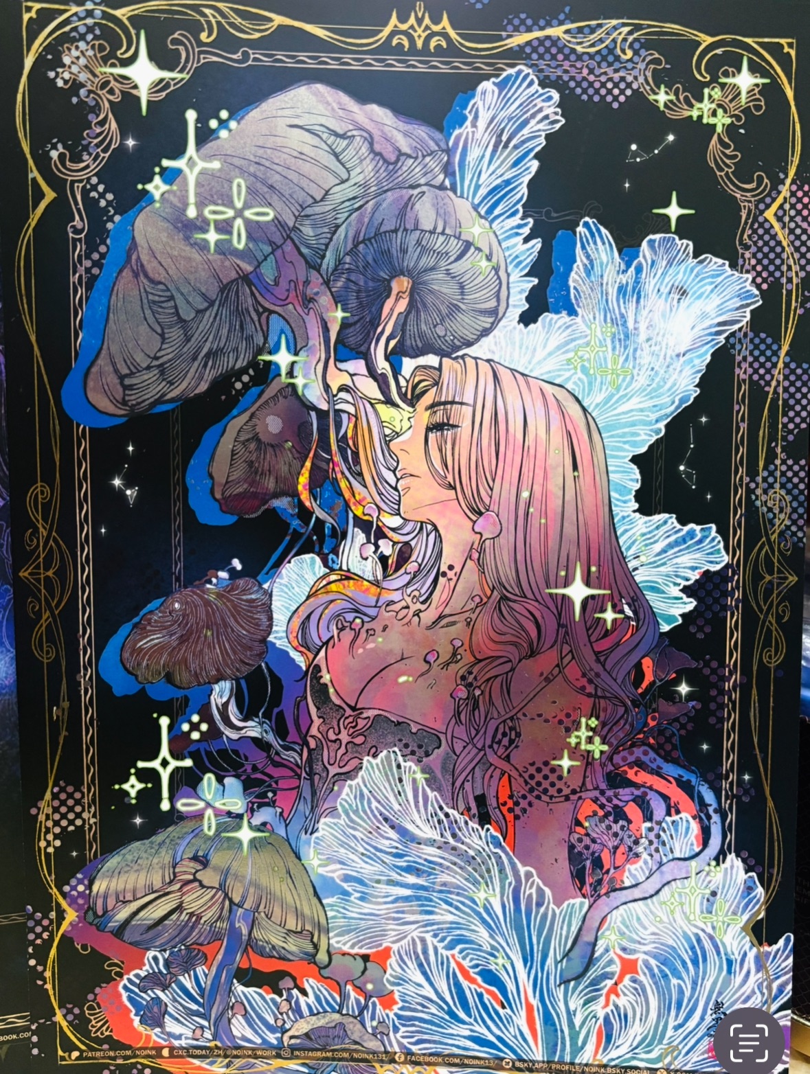 《原創》蘑菇女燙金海報