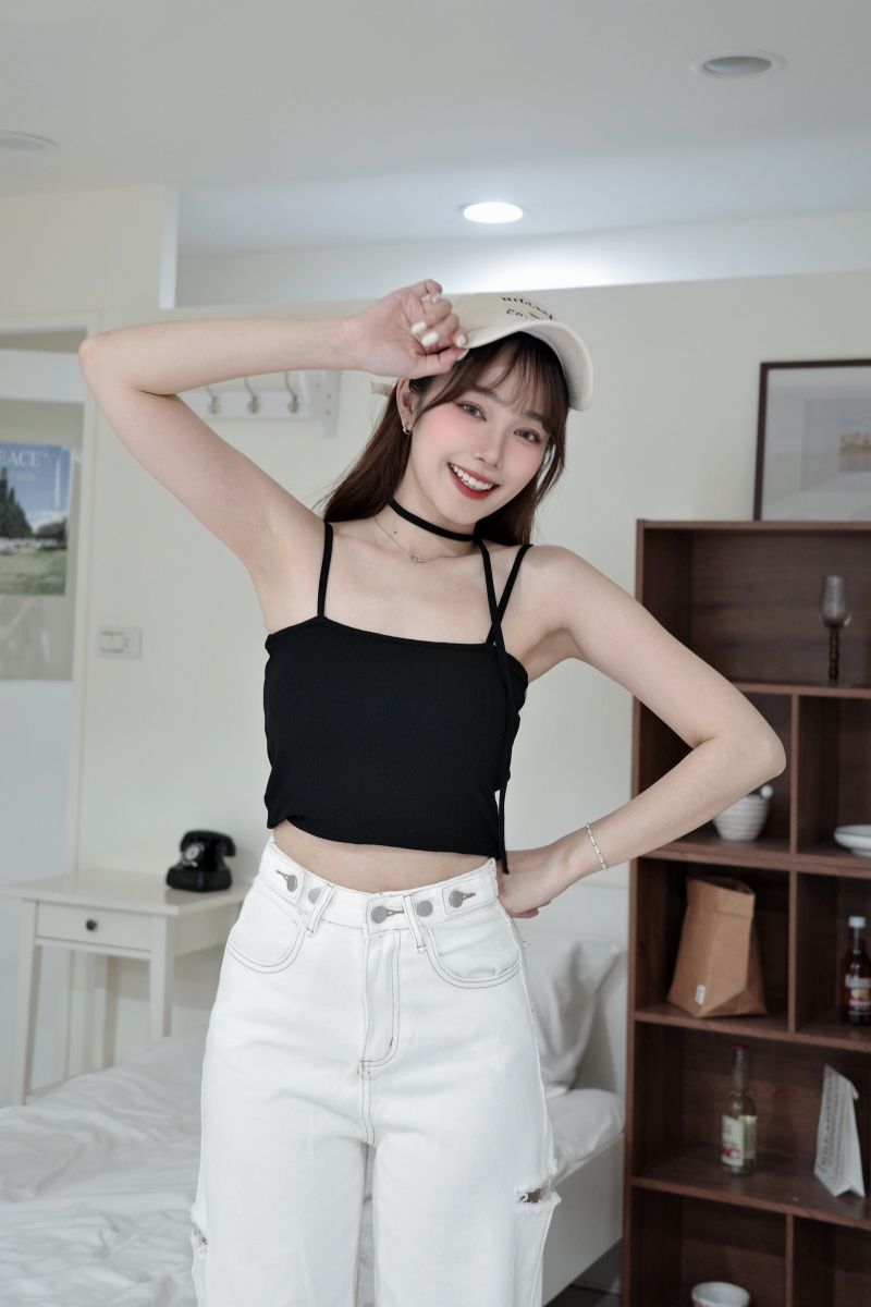 現▴涼感坑紋掛脖小背心