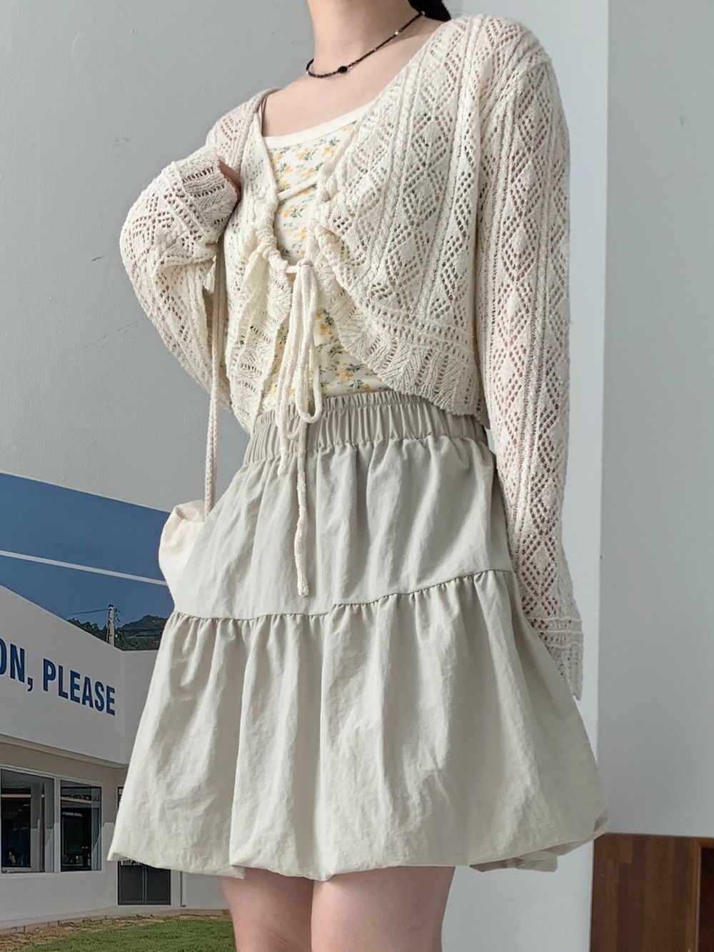 獨特花苞裙擺短裙 skirt 3色 鬆緊腰 迷你裙