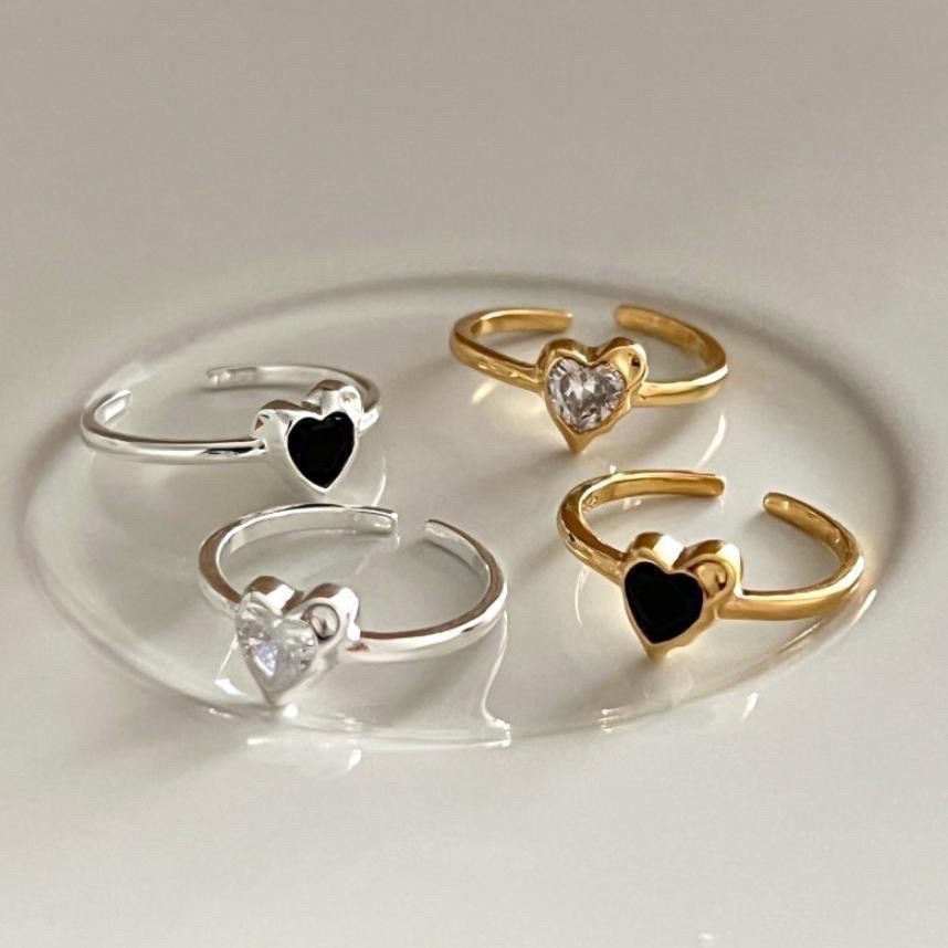 少量現貨🩵𝟗𝟐𝟓純銀 韓國鋯石愛心熔岩戒指