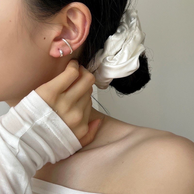 少量現貨🩵𝟗𝟐𝟓純銀可鹽可甜不規則造型雙層耳骨夾 耳環