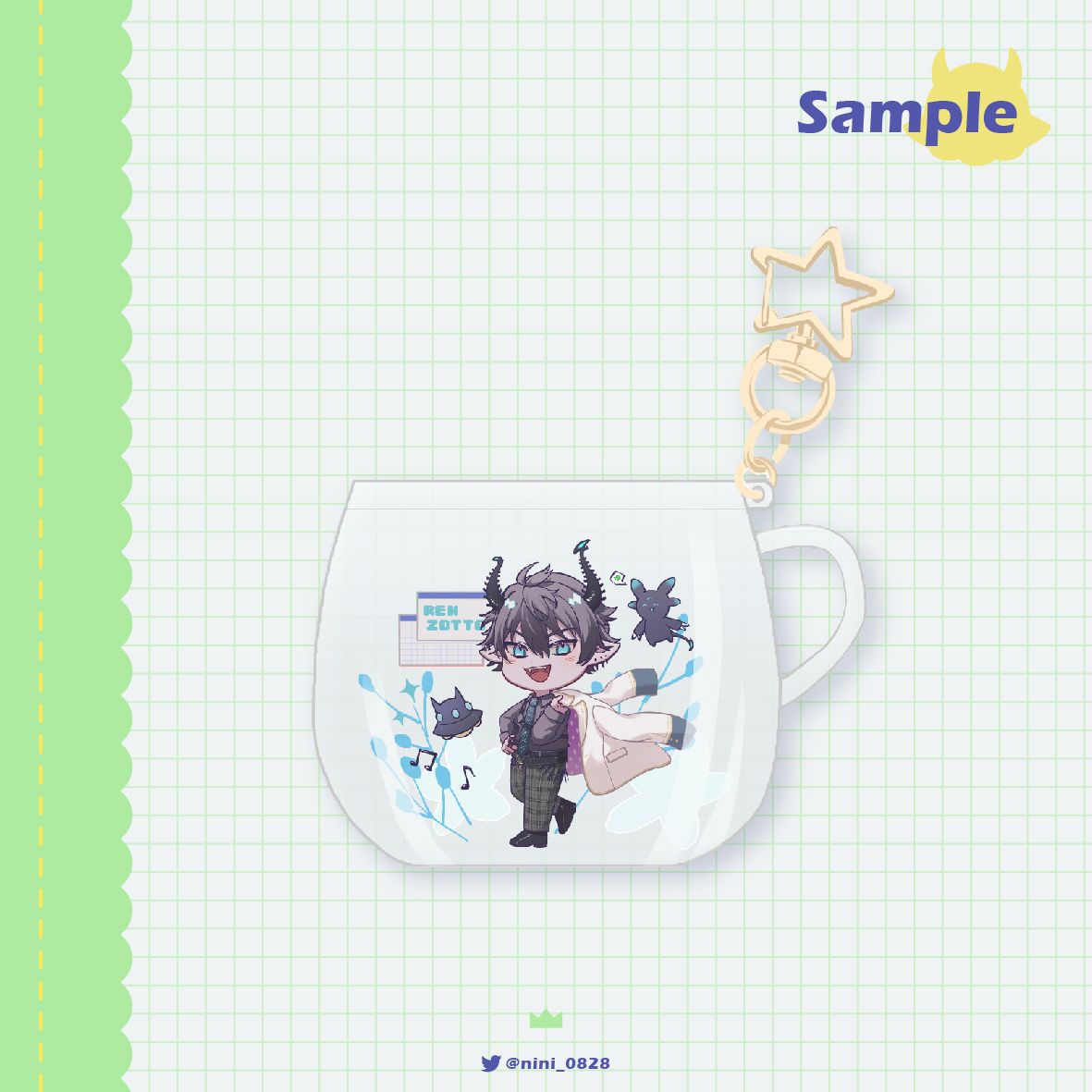 永生花入油茶杯吊飾