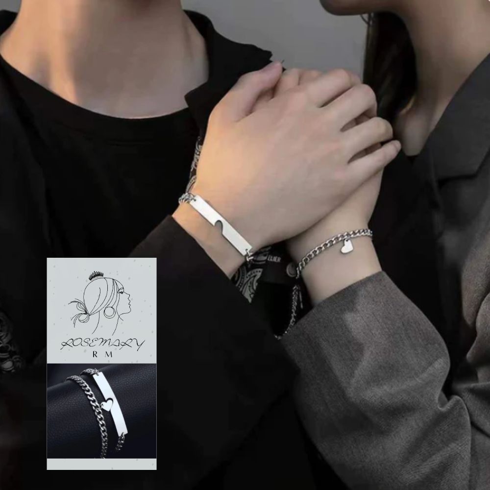 ♛ROSEMAYR♛[HU-0086] 古巴風情 拼接愛心鈦鋼手鏈 情侶手鏈