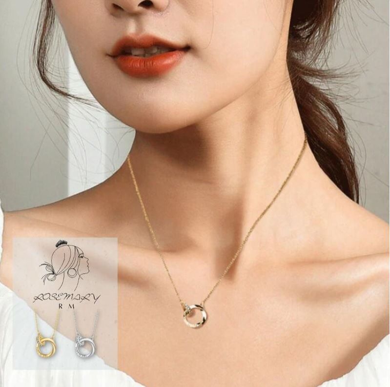 ♛ROSEMAYR♛[HU-0082] 韓版 雙環釦鈦鋼項鍊 現貨-銀色