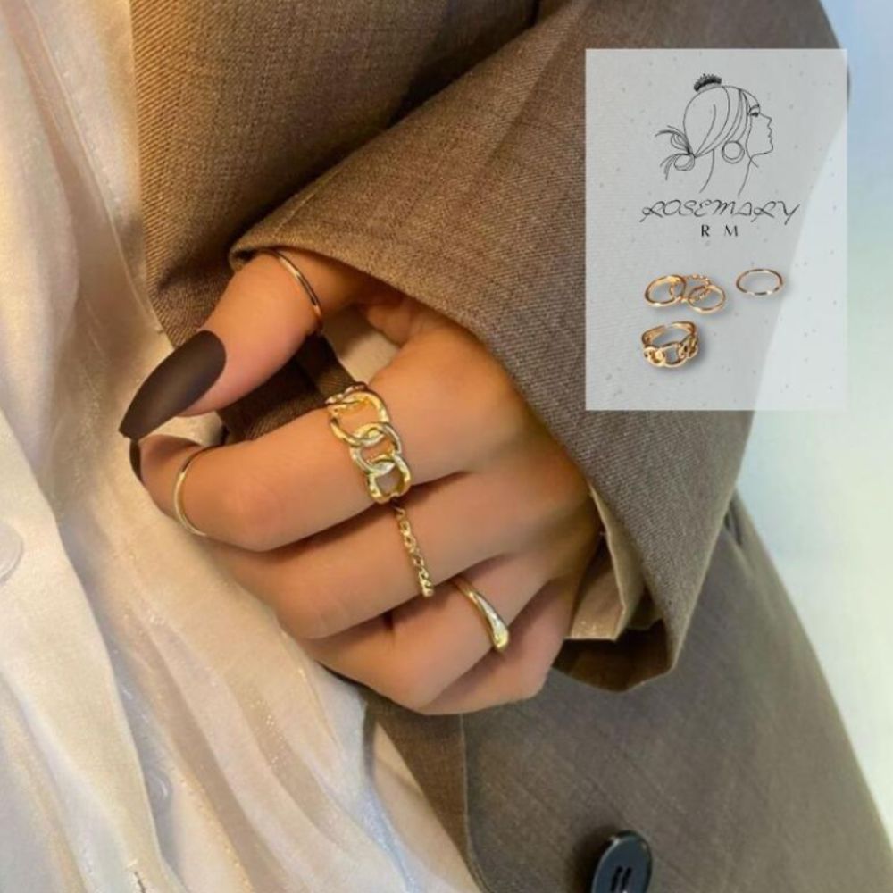 ♛ROSEMAYR♛[SG-0005] 歐美系 冷淡風 金屬感戒指組 現貨-銀