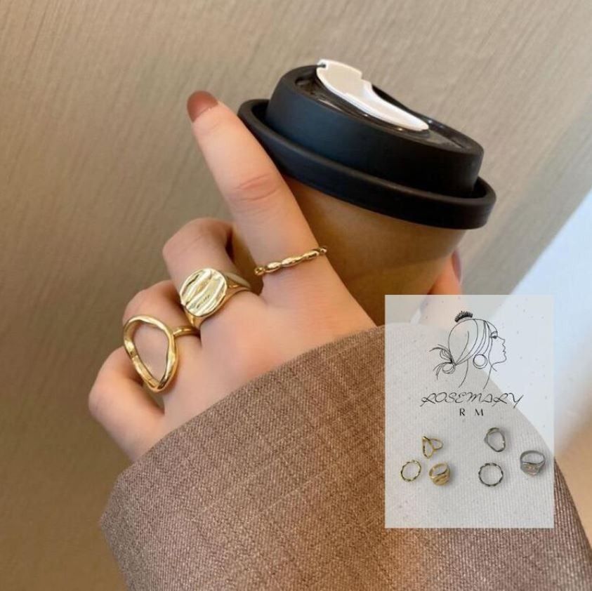 ♛ROSEMAYR♛[SG-0009] 嘻哈風 金屬戒指 三件組 現貨-金色