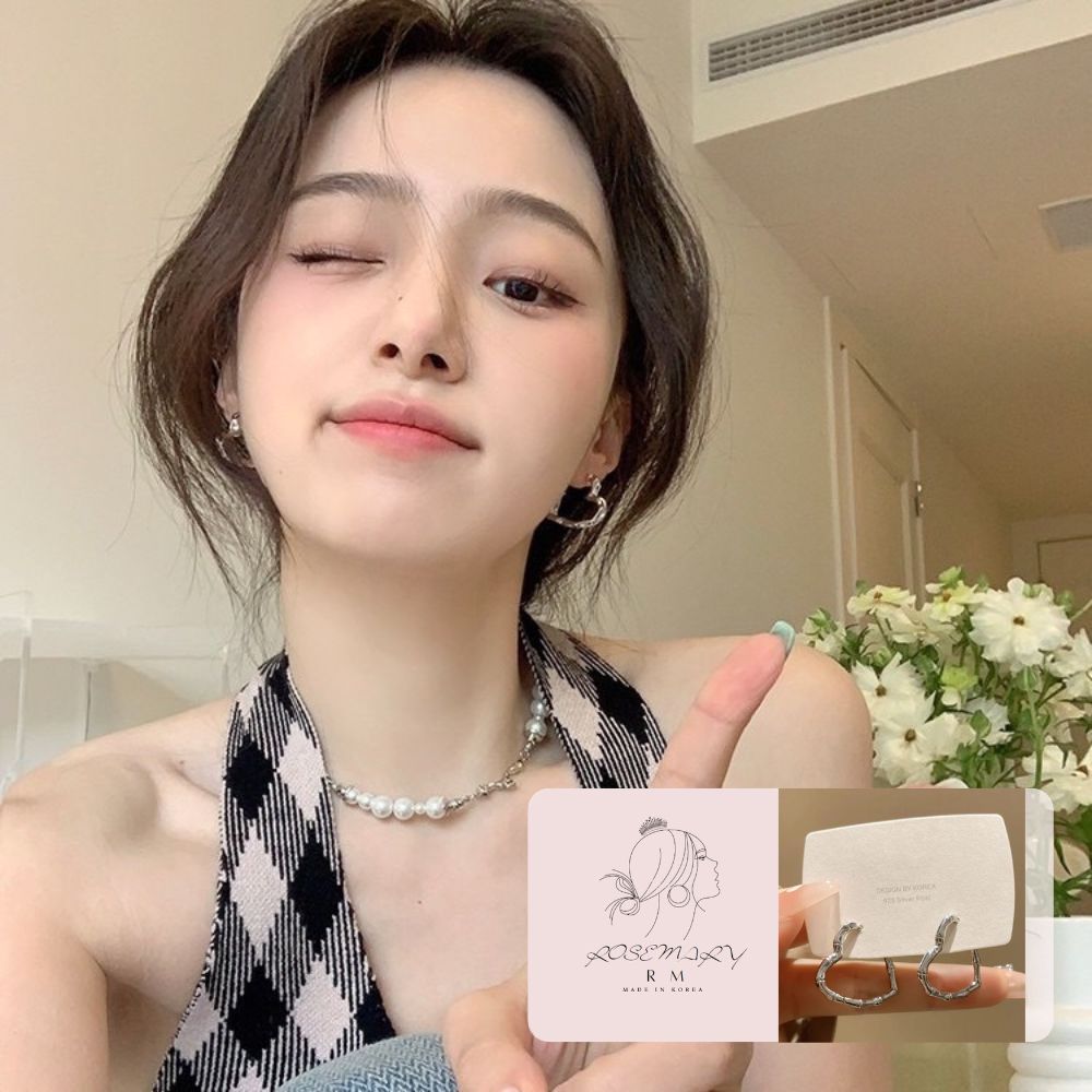 ♛ROSEMAYR♛[HU-0069] 韓系冷淡風 竹節愛心耳釦 耳環
