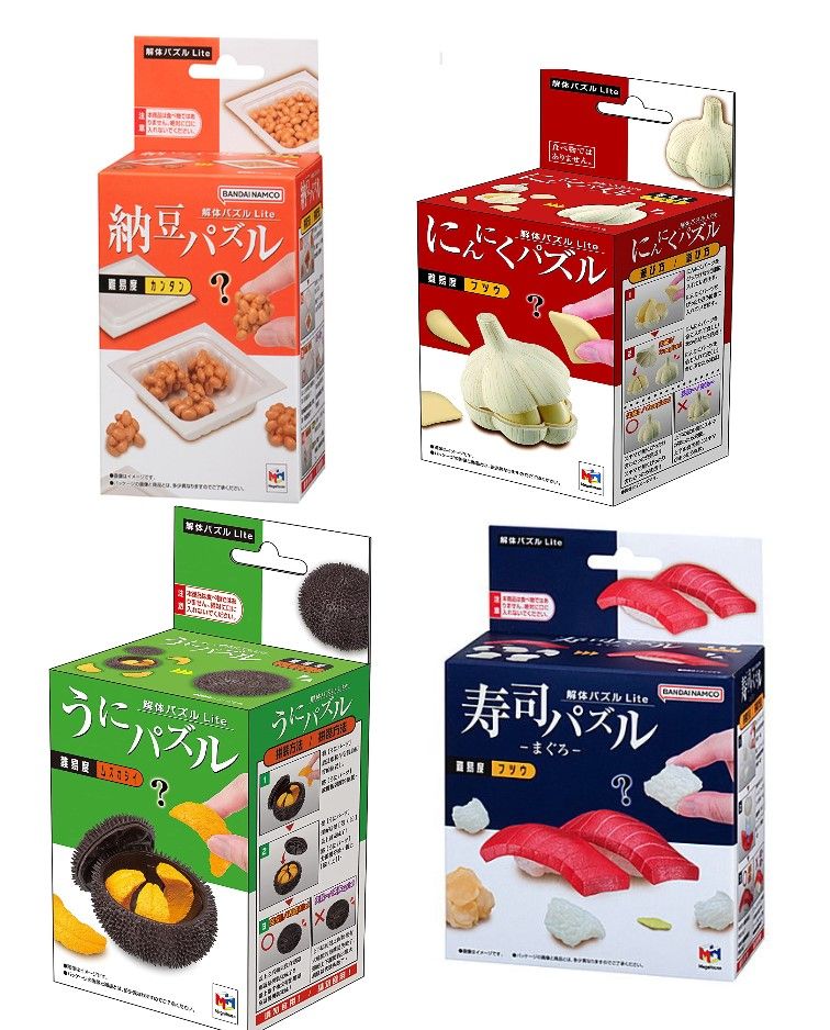 【日本代購】MegaHouse 趣味拼圖 KAITAI PUZZLE 立體拼圖系列 蒜頭 海膽 鮪魚壽司 納豆拼圖玩具
