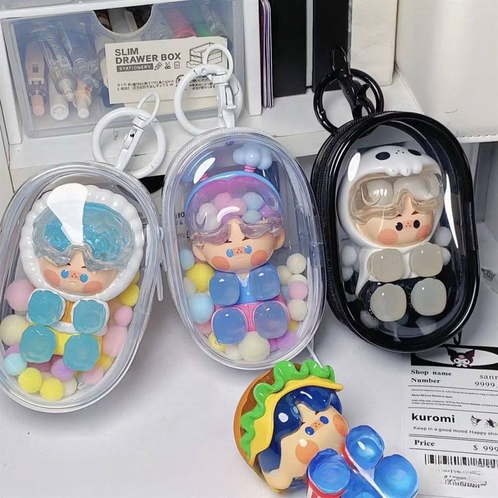 PVC透明膠囊溜娃包 娃外出防塵封閉包 高透展示娃包 曬娃包 數據線收納包 耳機包