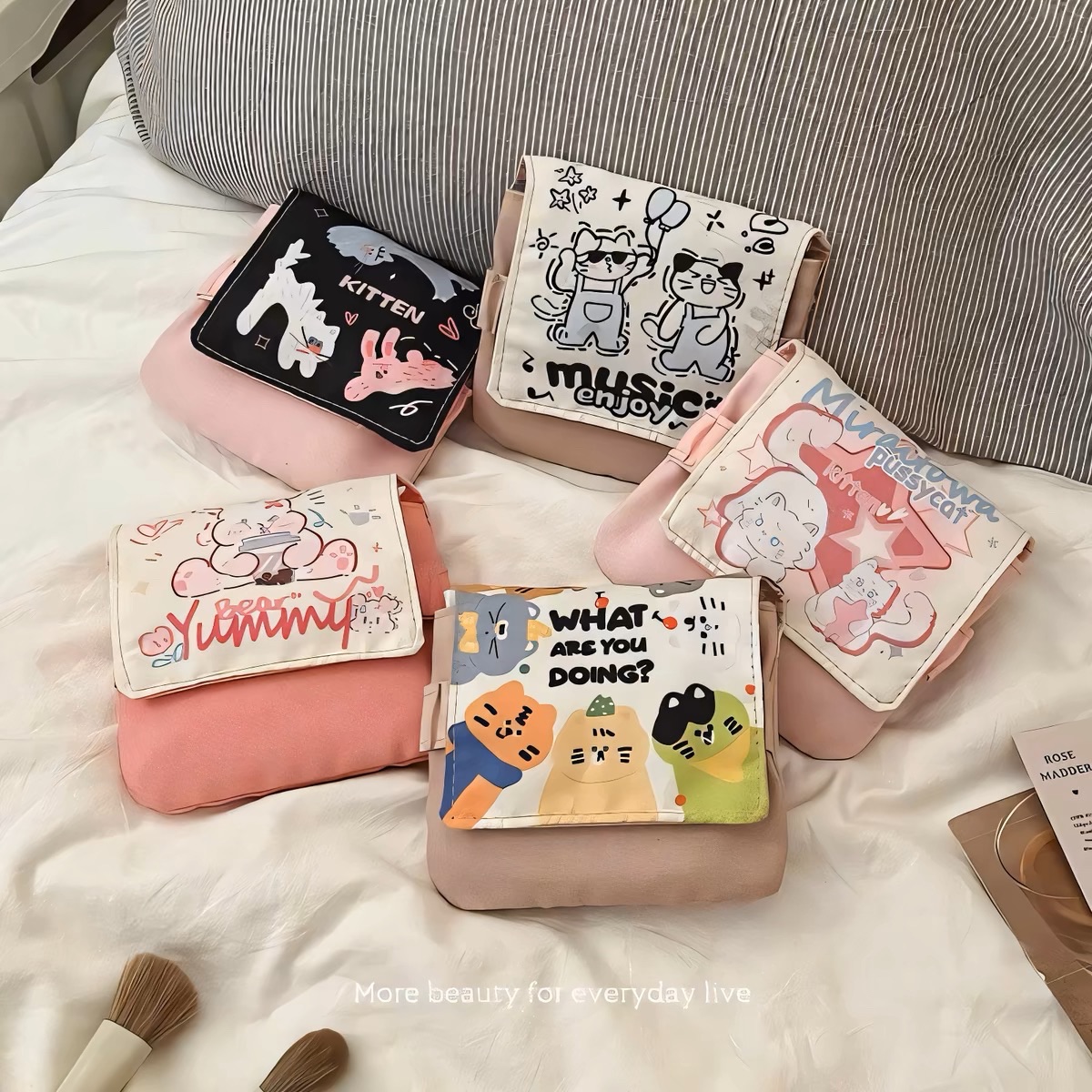 ins貓咪多功能小物收納包 化妝品收納包 外出旅行洗漱包 便攜手拿包 衛生棉收納包