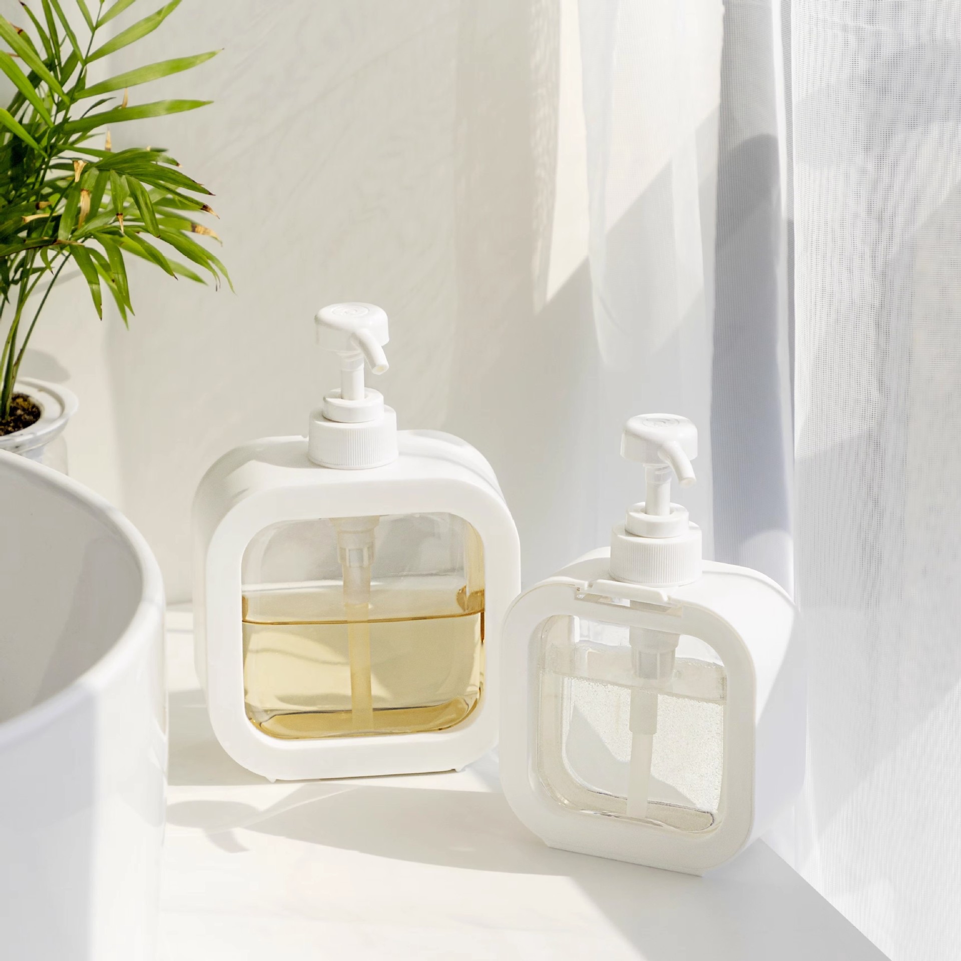 ins簡約透明可視分裝瓶 無印白色按壓洗手液瓶 家用大容量浴室分裝 沐浴乳洗髮精空瓶分裝