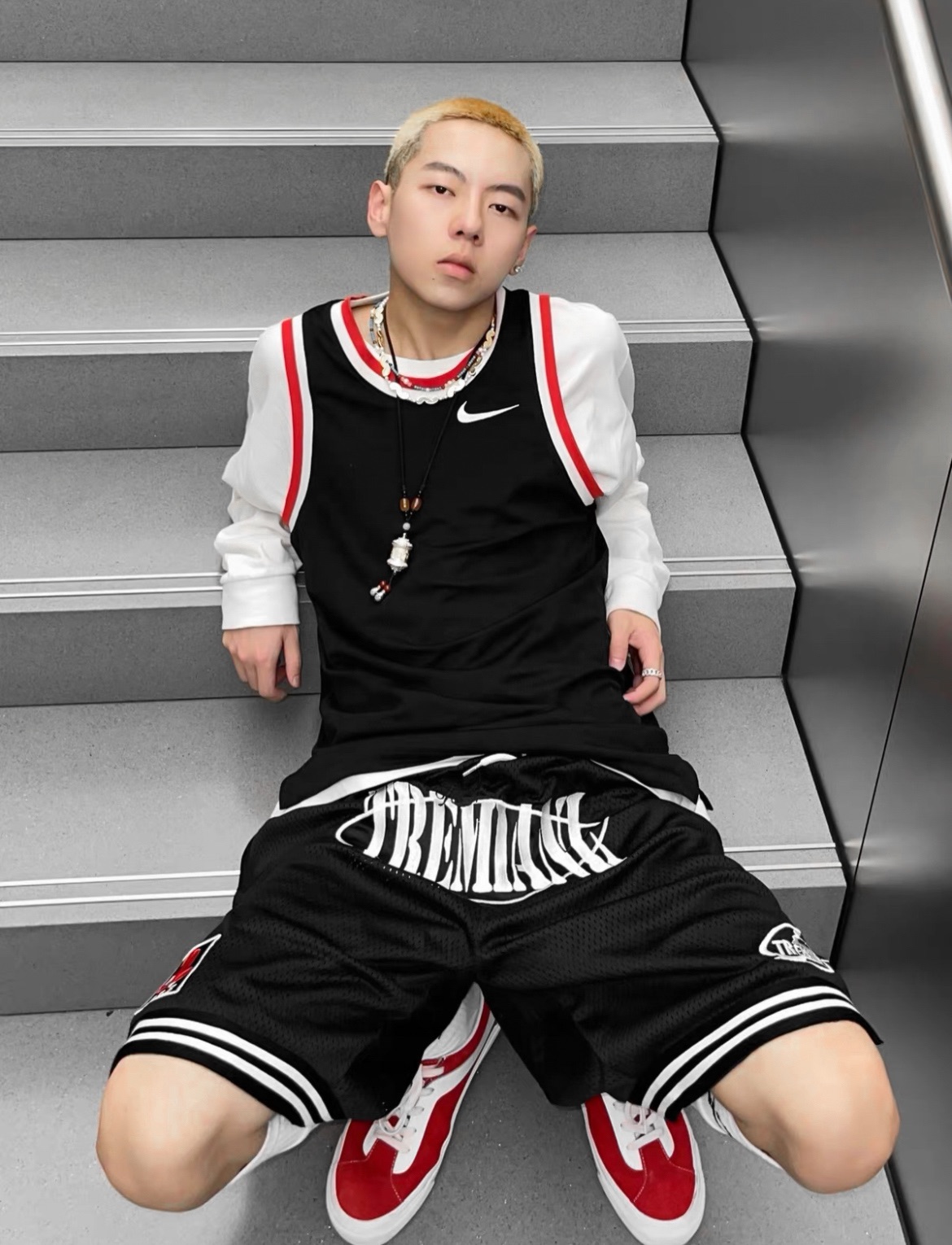 美式復古刺繡籃球褲