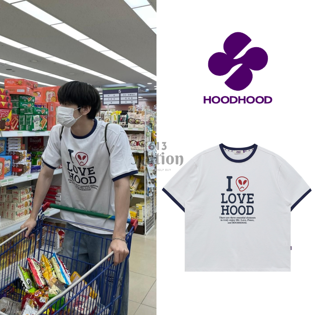 秀彬同款I LOVE HOOD RINGER HALF SLEEVE T-SHIRT