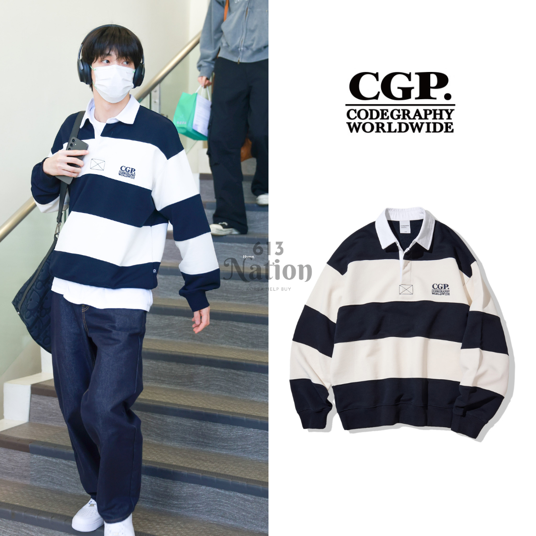 秀彬同款CGP Small Square Logo Stripe Rugby Sweatshirt
