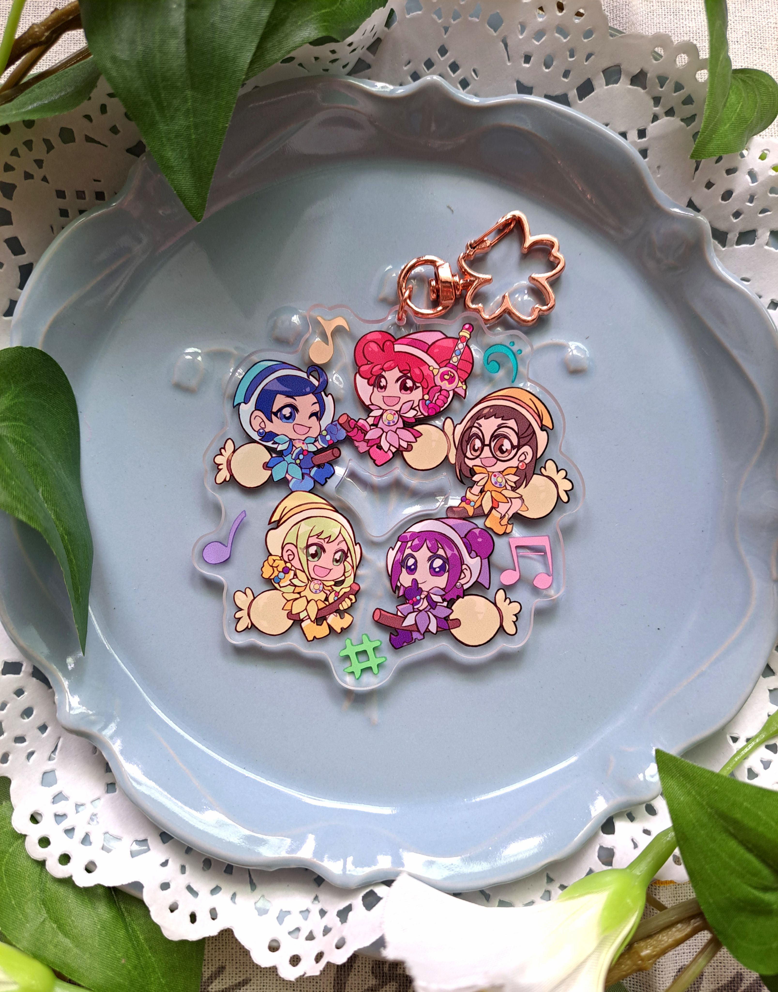 玫瑰金櫻花扣小魔女DoReMi壓克力吊飾