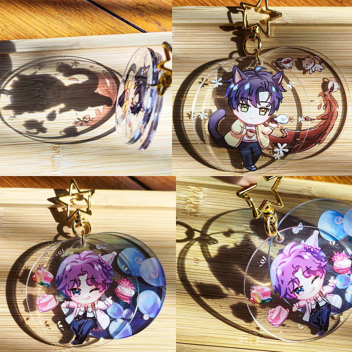 【戀與深空】雙片雙面壓克力吊飾 - 黎深（貓耳）、祁煜（生日）