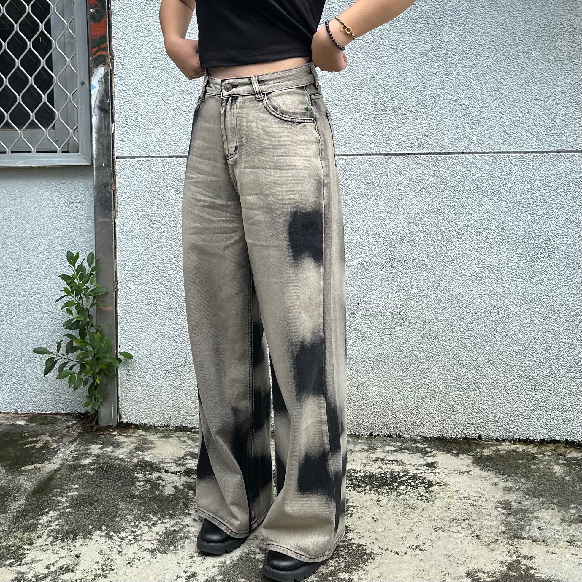 個性刷色直筒褲