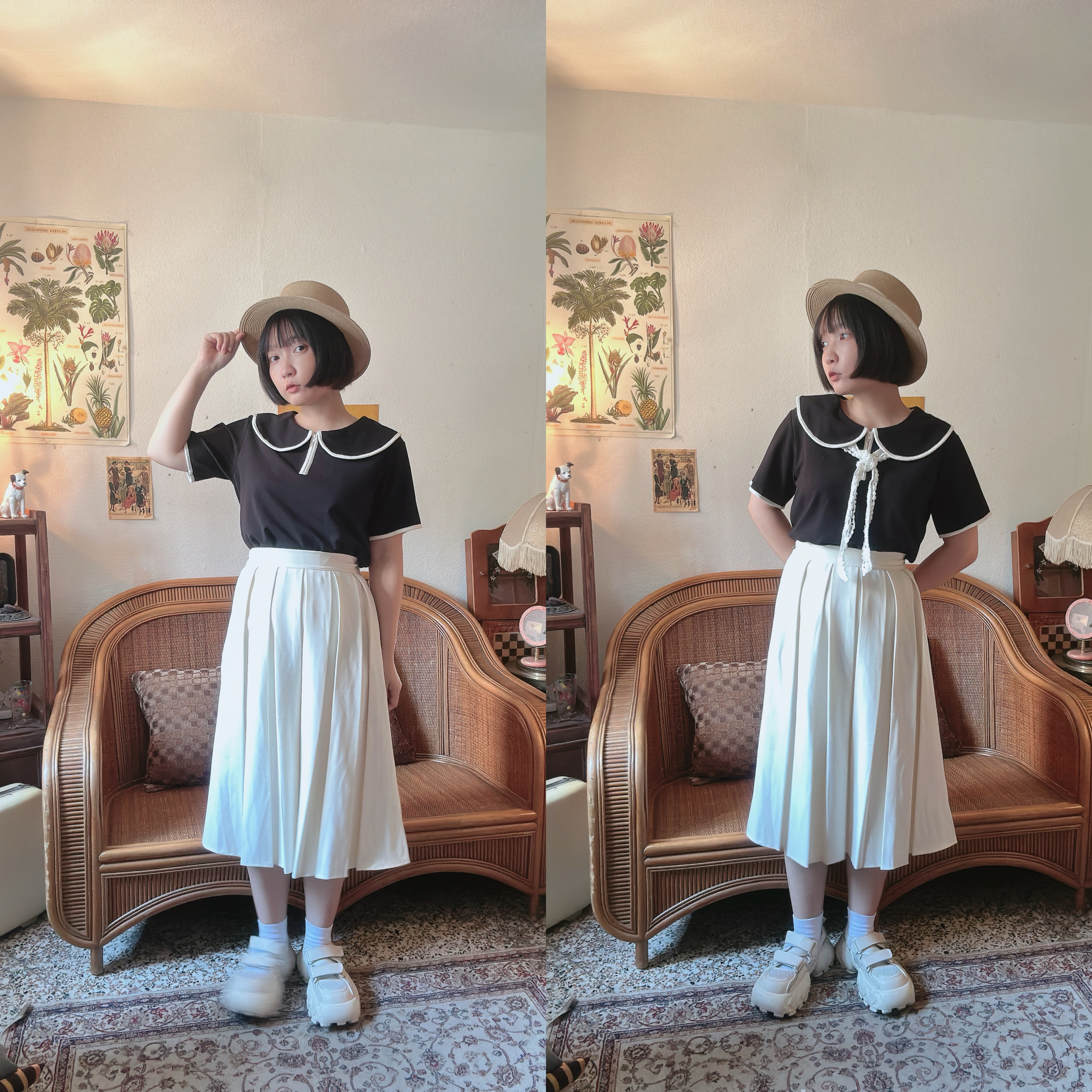 昭和少女/翻領滾邊polo衫