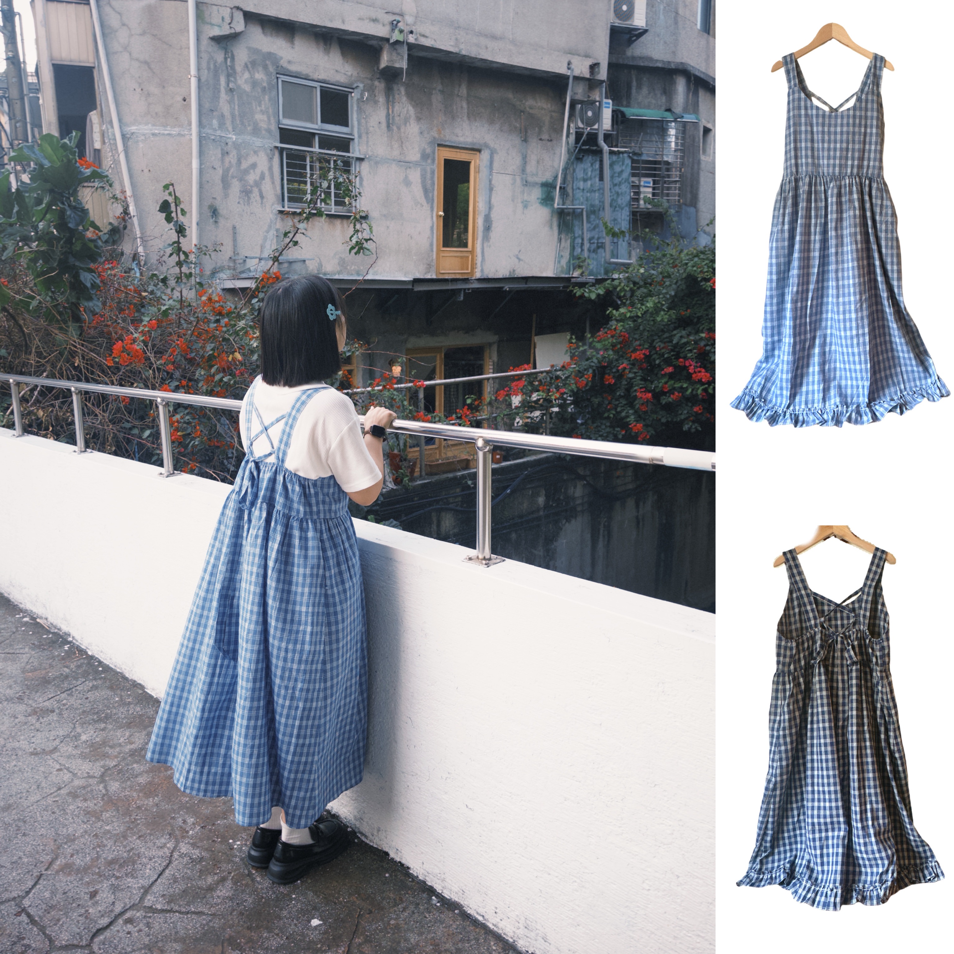 自訂款/阿爾卑斯山的少女/格紋背心洋裝