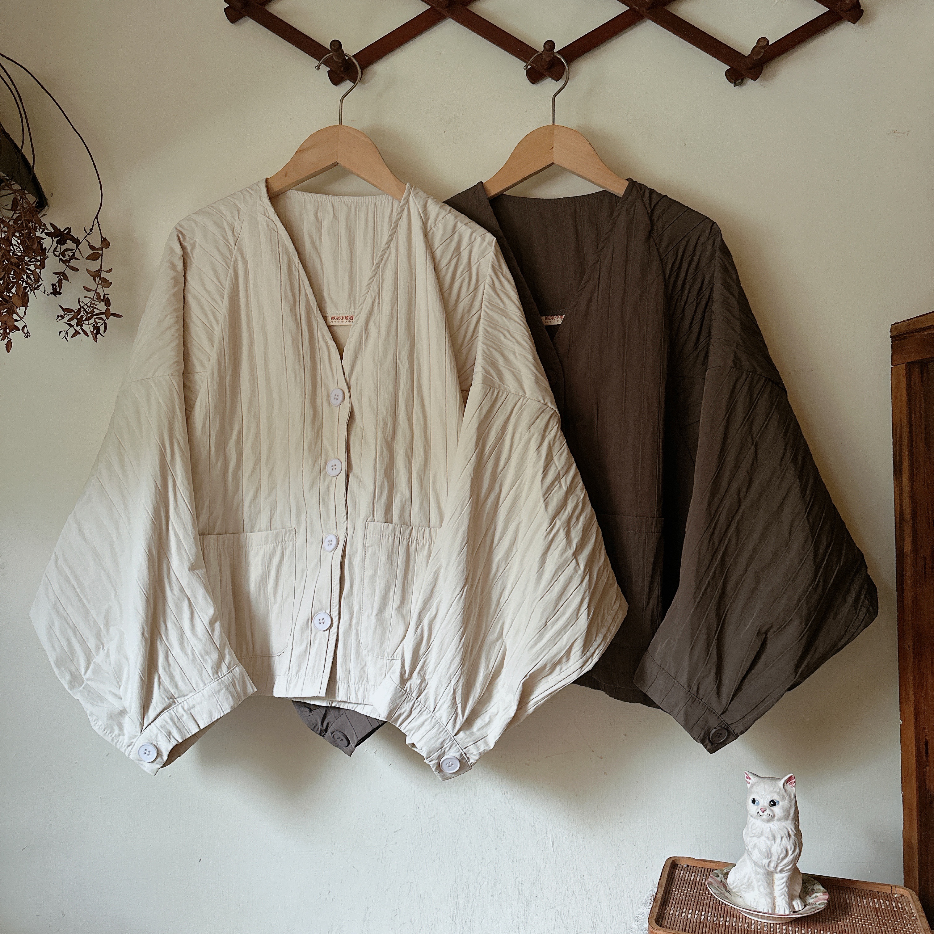 自訂款/輕薄防風飛鼠袖開襟外套