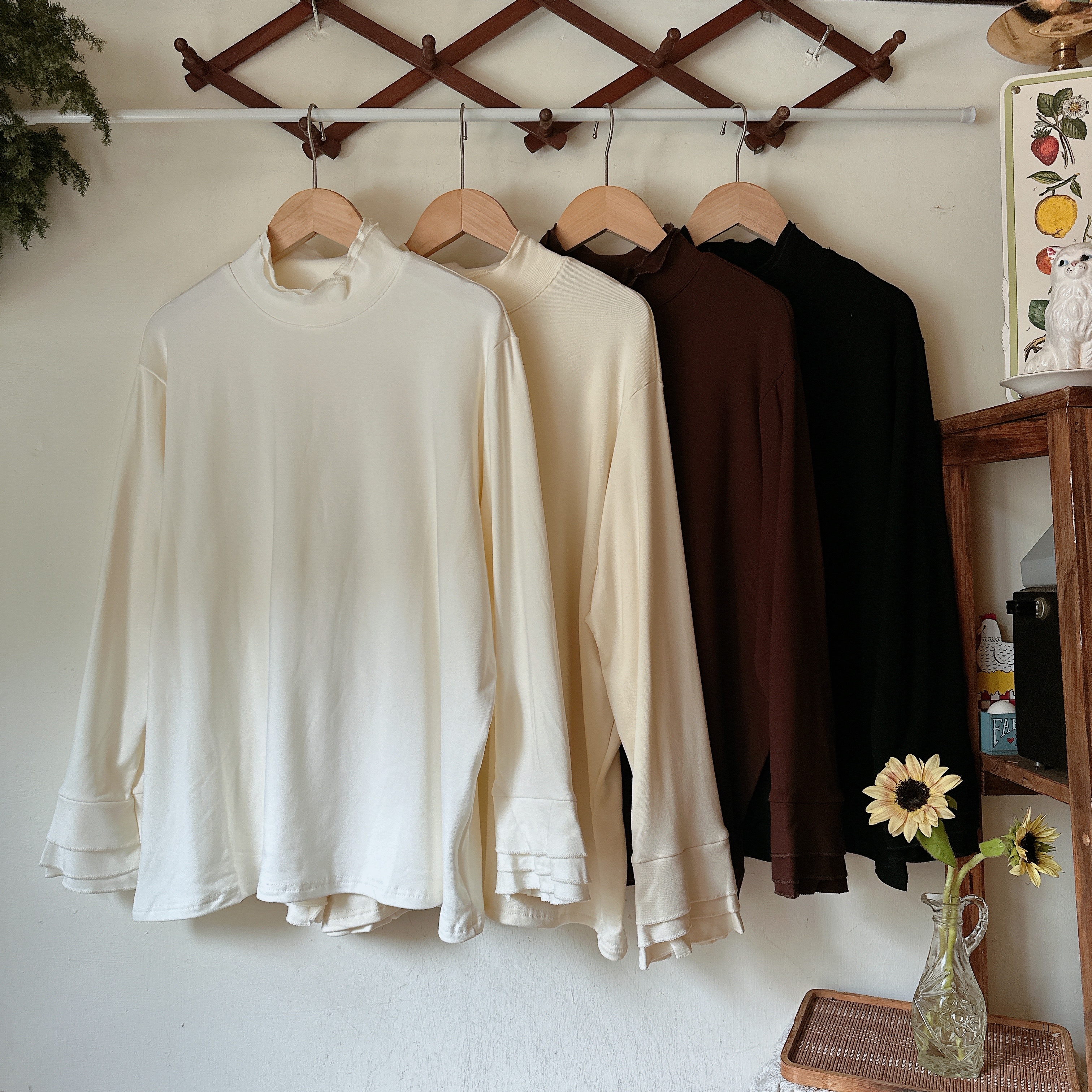 柔軟長版保暖刷絨上衣