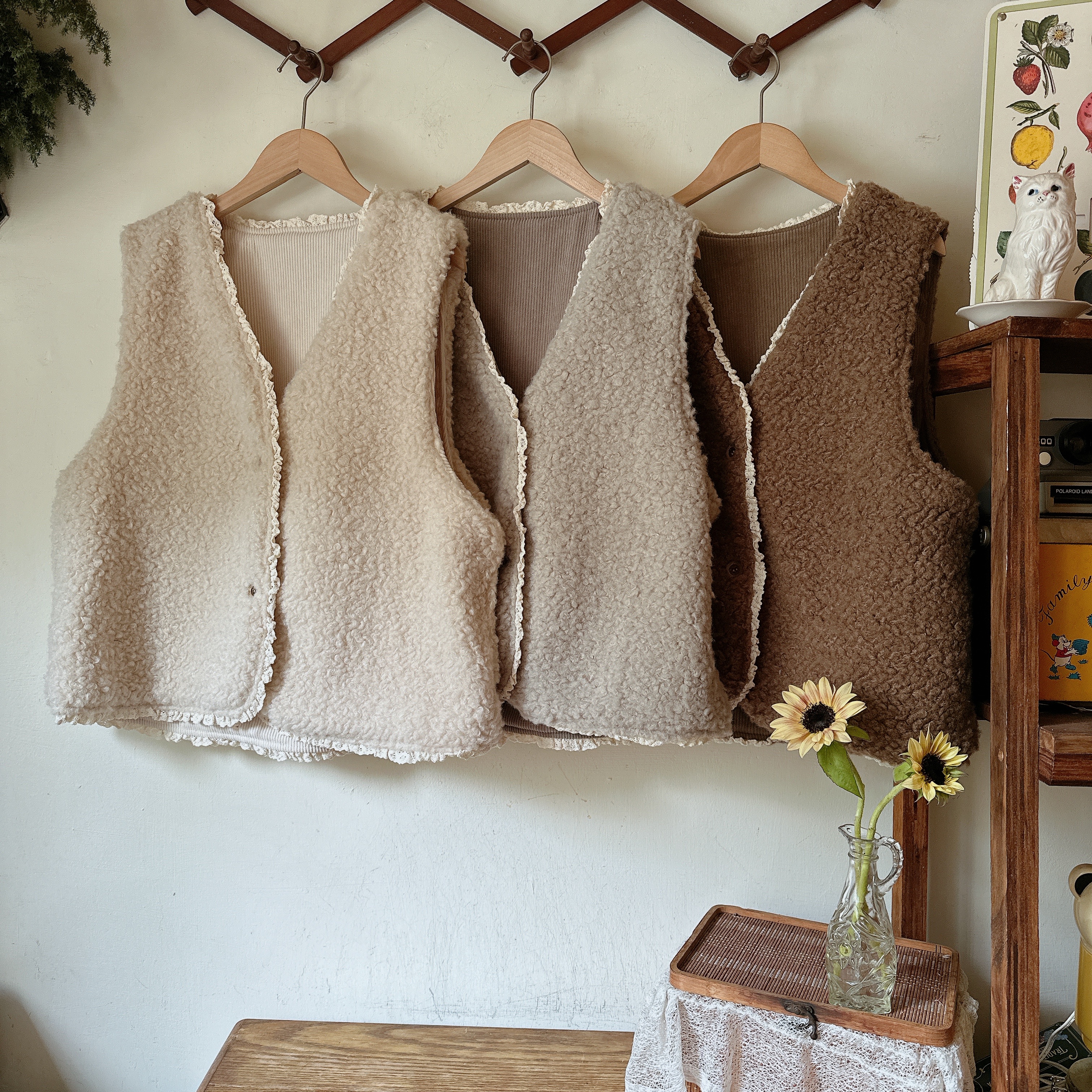 暖呼呼雙面穿羔毛滾邊背心