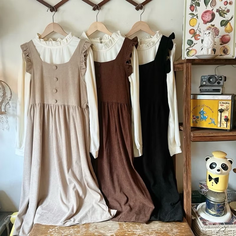 冬季茶會/兩件式燈芯絨洋裝