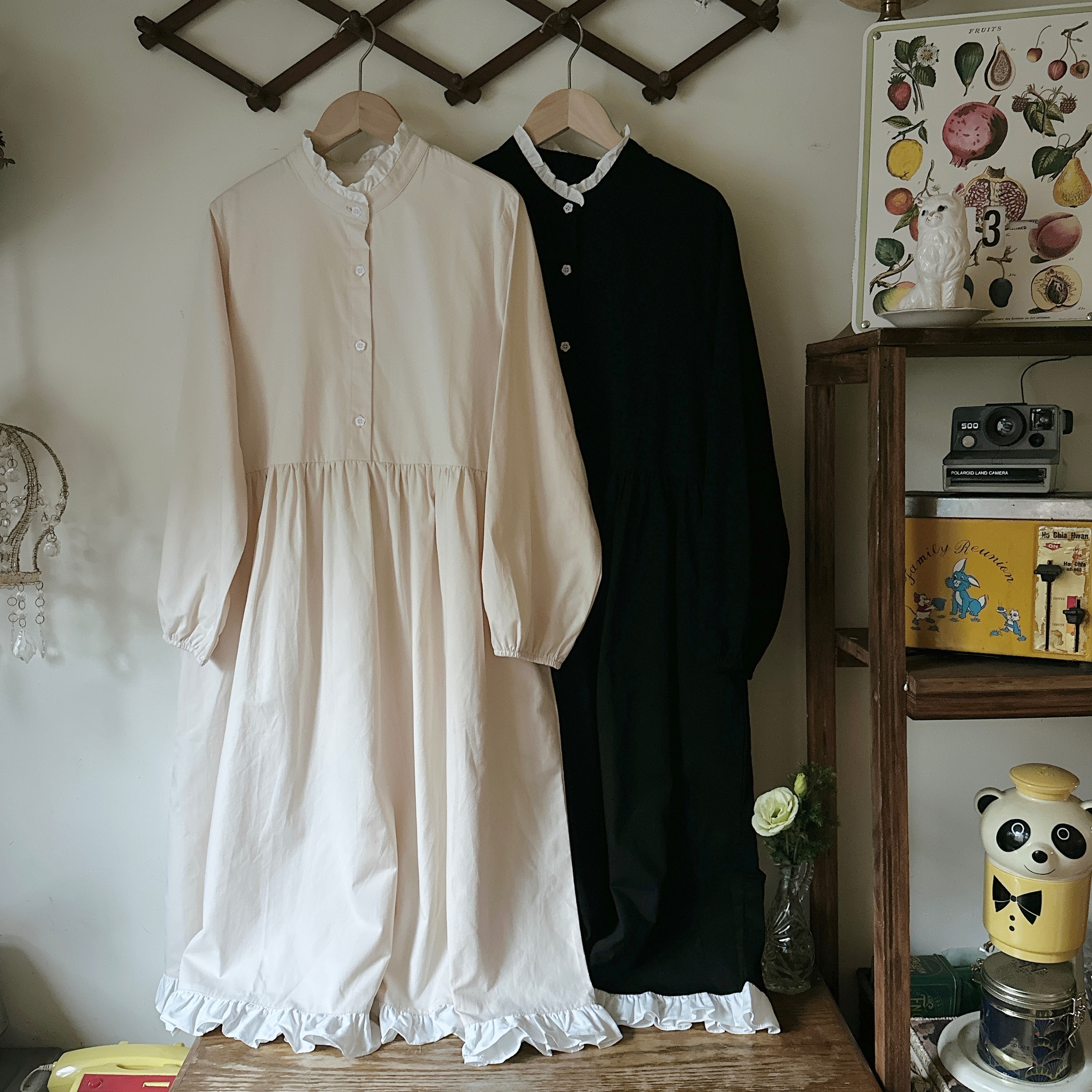 自訂款/書香女孩木耳邊棉質洋裝